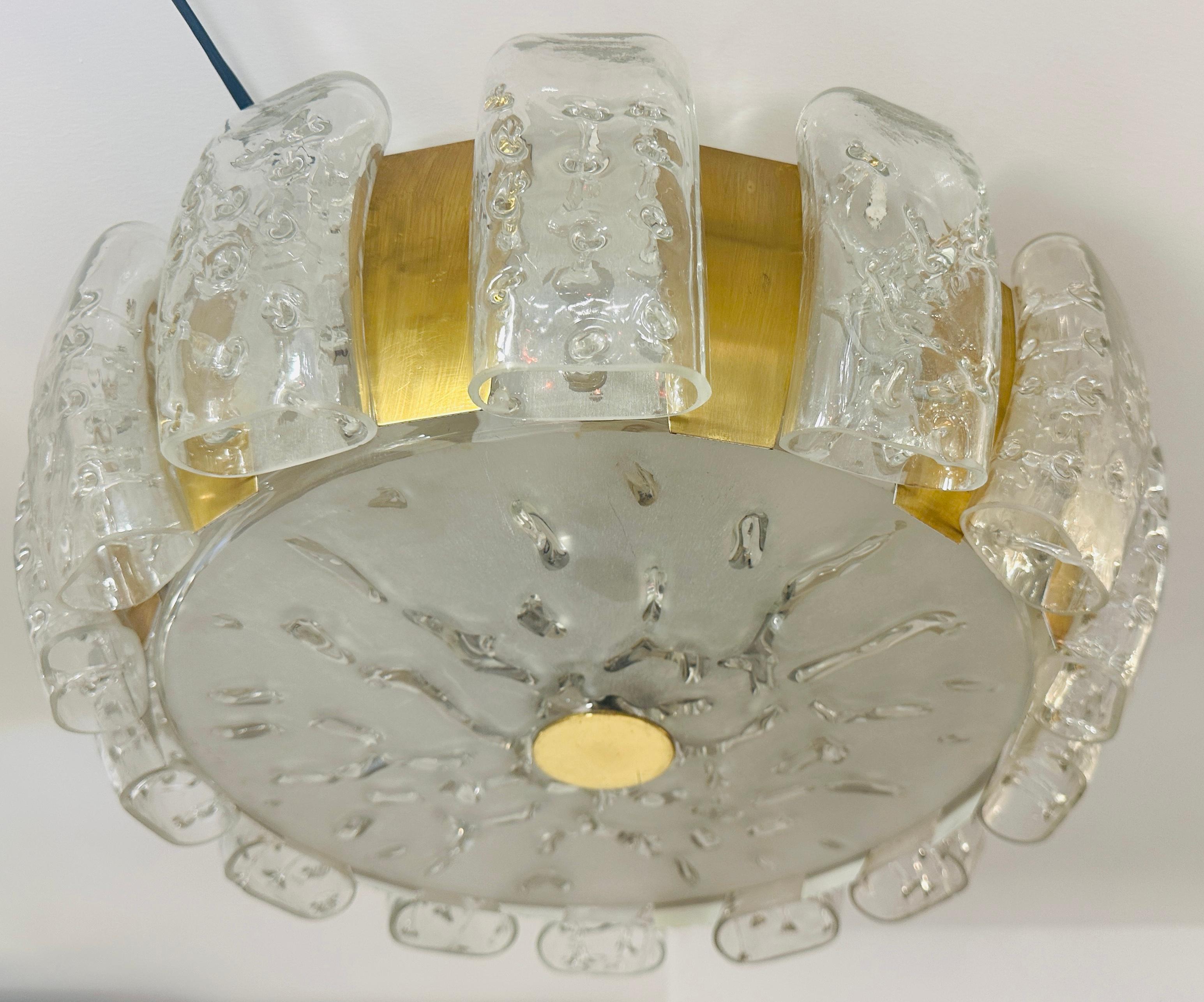 Lámpara de Techo Alemana Doria Leuchten de los Años 60 de Vidrio Esmerilado y Latón Flush Mount en venta 3