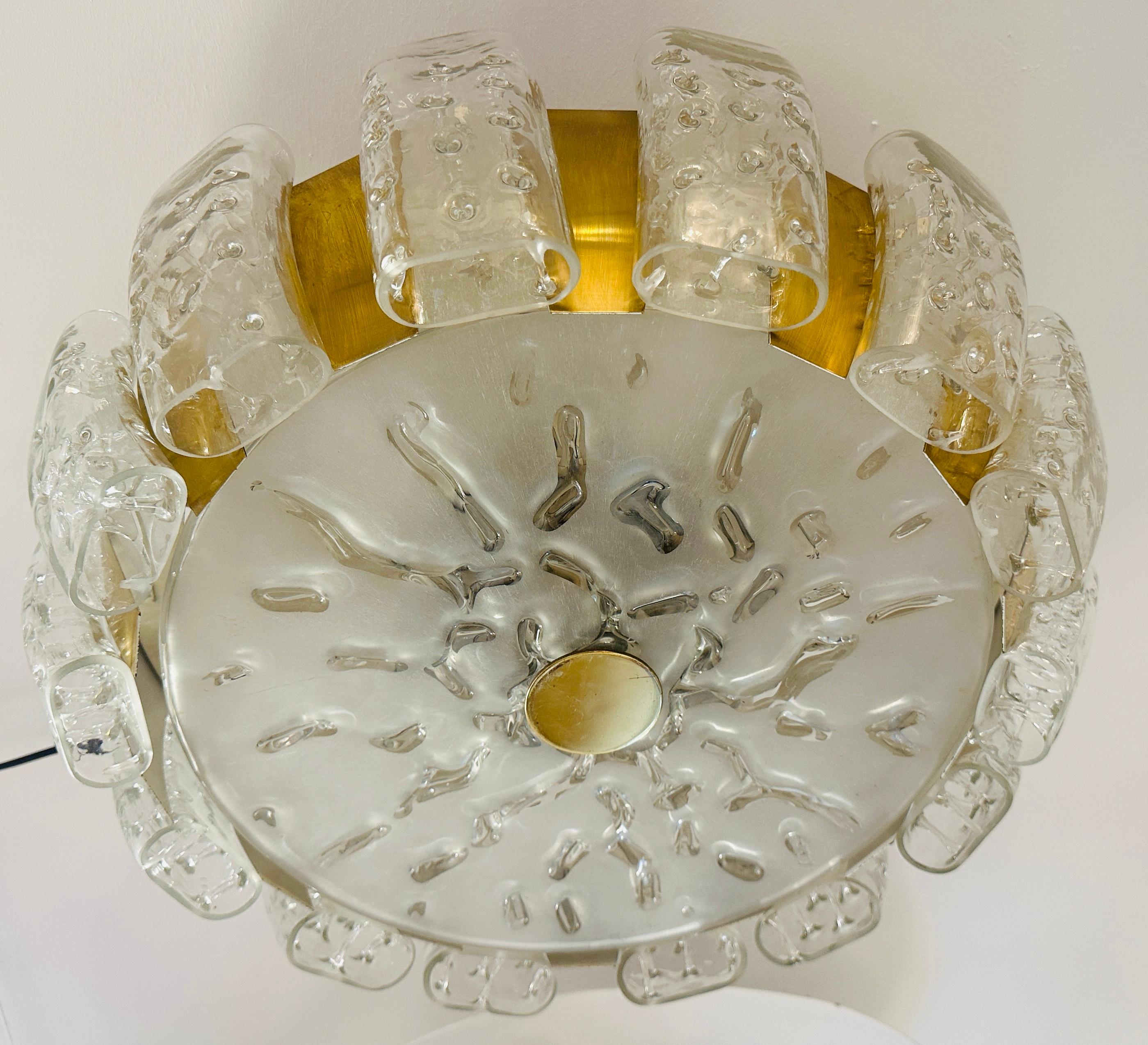Lámpara de Techo Alemana Doria Leuchten de los Años 60 de Vidrio Esmerilado y Latón Flush Mount en venta 5