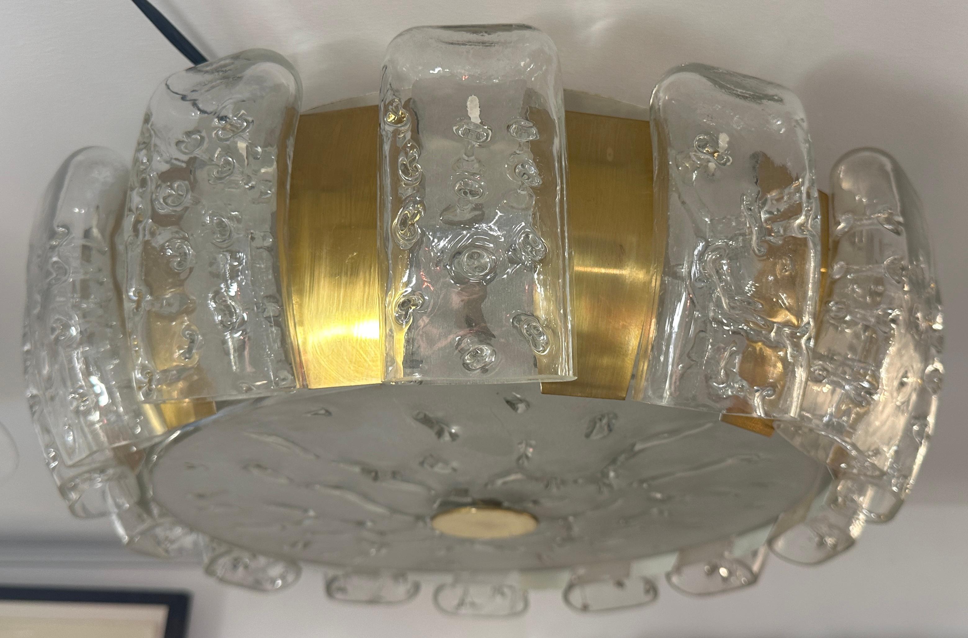 Lámpara de Techo Alemana Doria Leuchten de los Años 60 de Vidrio Esmerilado y Latón Flush Mount en venta 6