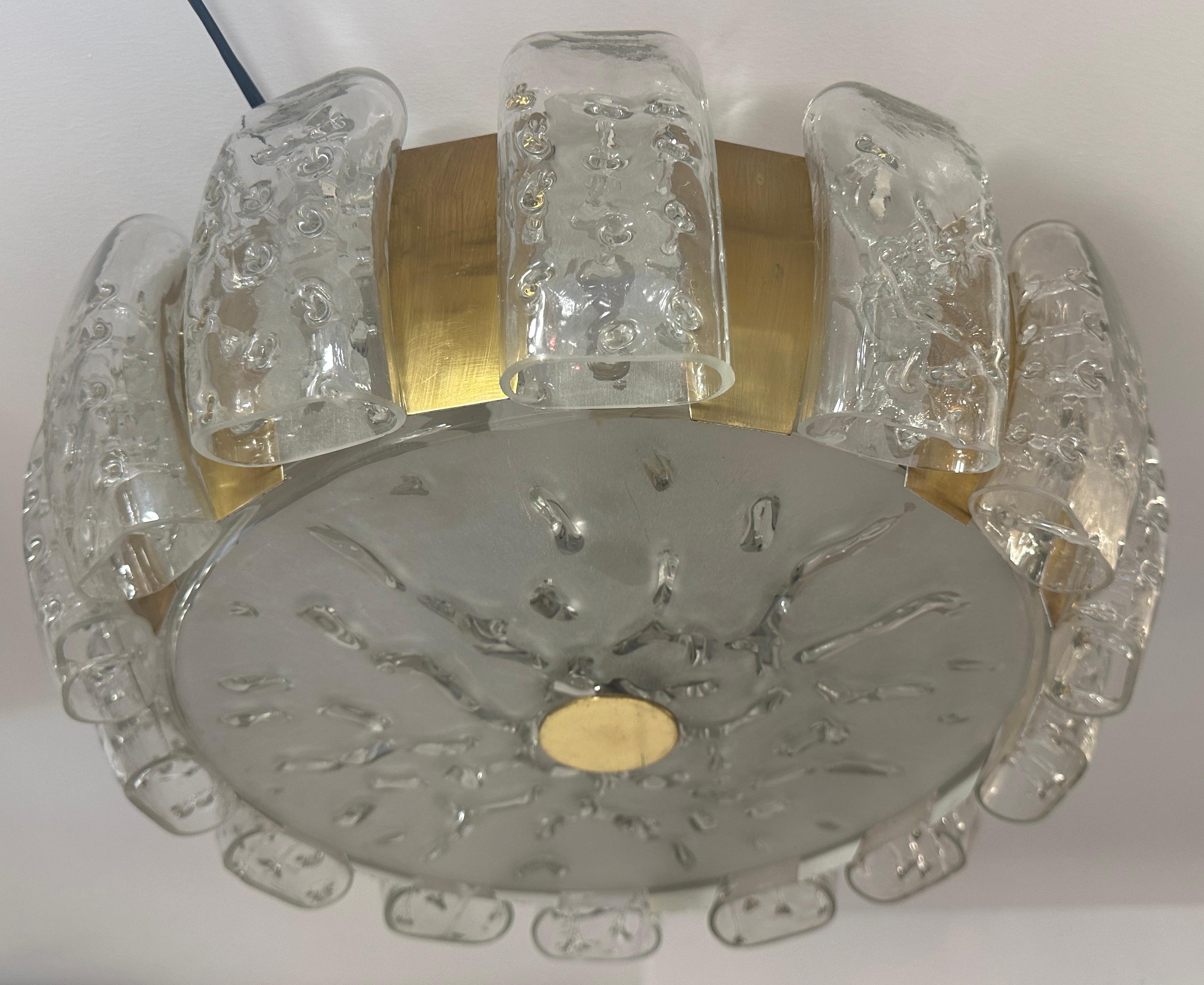 Lámpara de Techo Alemana Doria Leuchten de los Años 60 de Vidrio Esmerilado y Latón Flush Mount en venta 7