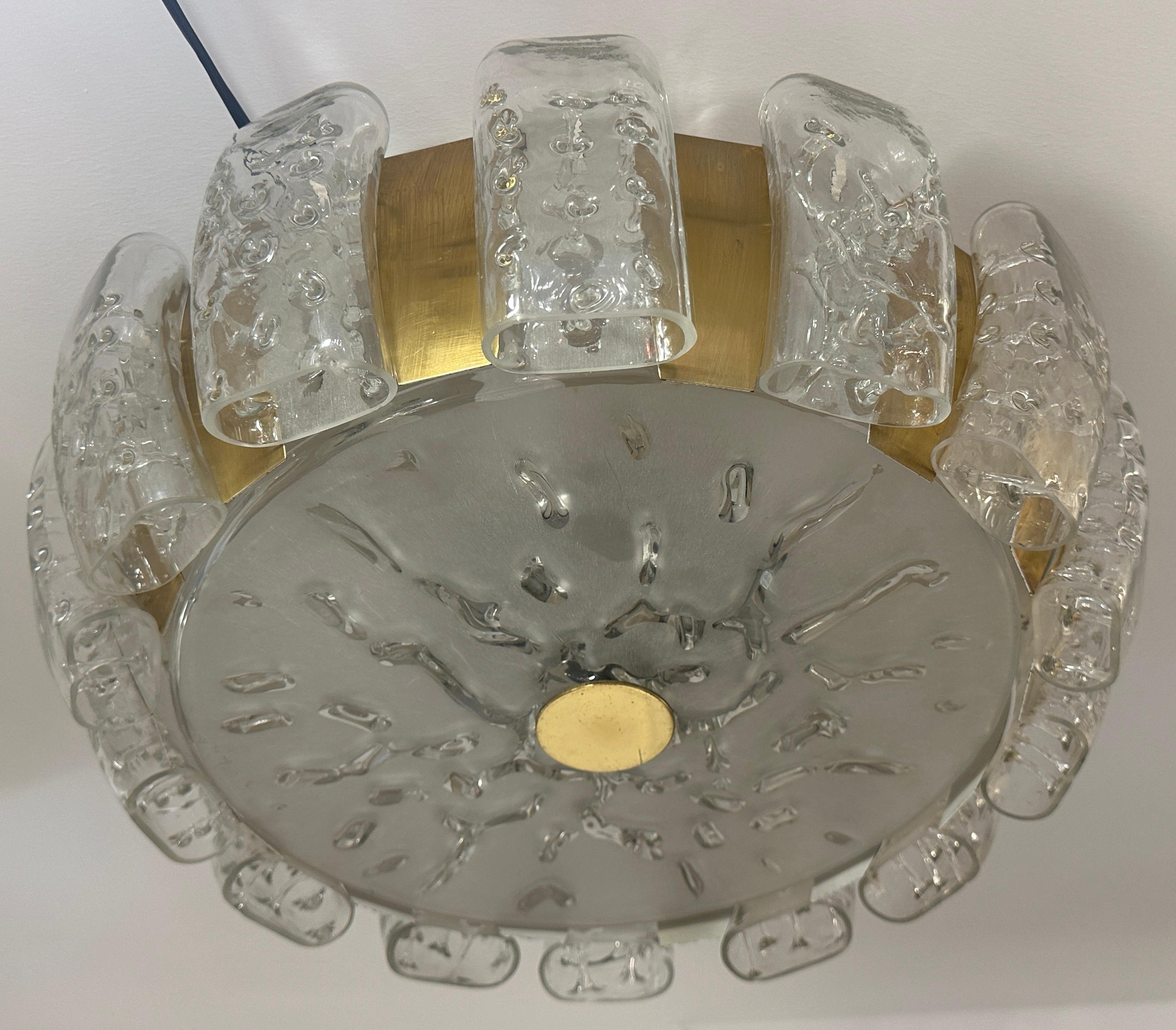 Lámpara de Techo Alemana Doria Leuchten de los Años 60 de Vidrio Esmerilado y Latón Flush Mount en venta 8