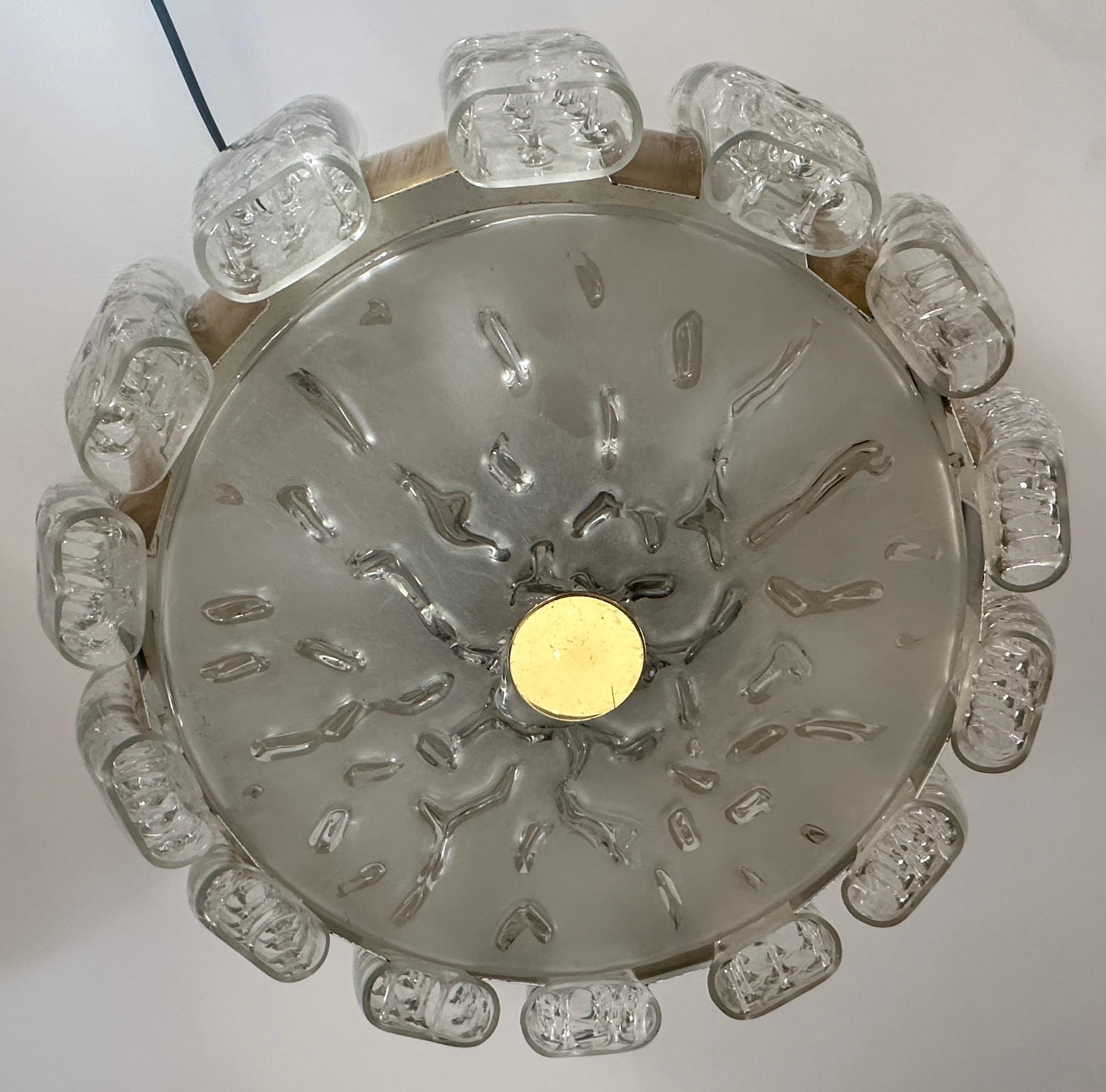 Lámpara de Techo Alemana Doria Leuchten de los Años 60 de Vidrio Esmerilado y Latón Flush Mount en venta 9