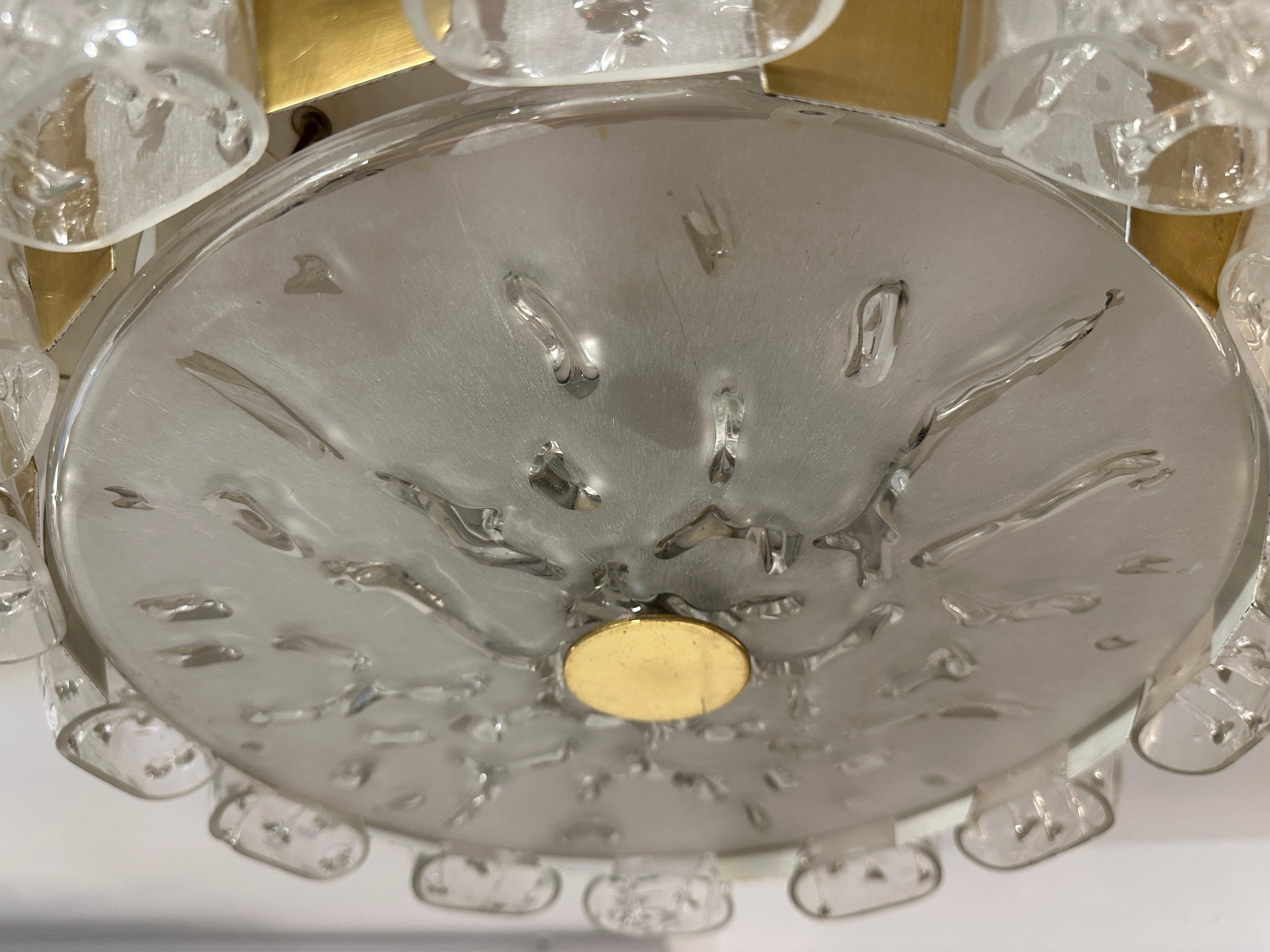 Lámpara de Techo Alemana Doria Leuchten de los Años 60 de Vidrio Esmerilado y Latón Flush Mount en venta 10