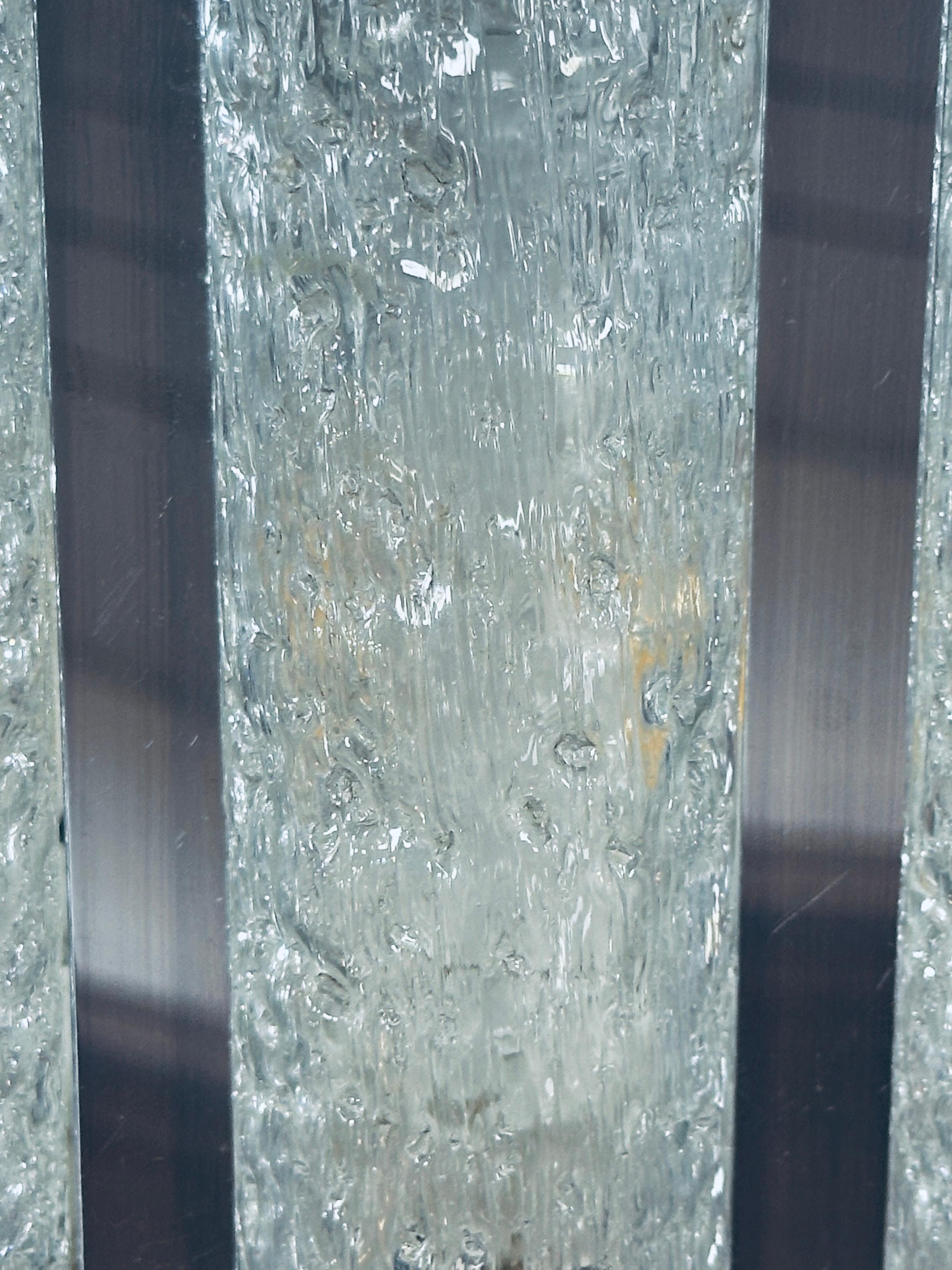 1960s German Doria Leuchten Iced Frosted Tubular Glass/Chrome Wall Light Sconce For Sale 4