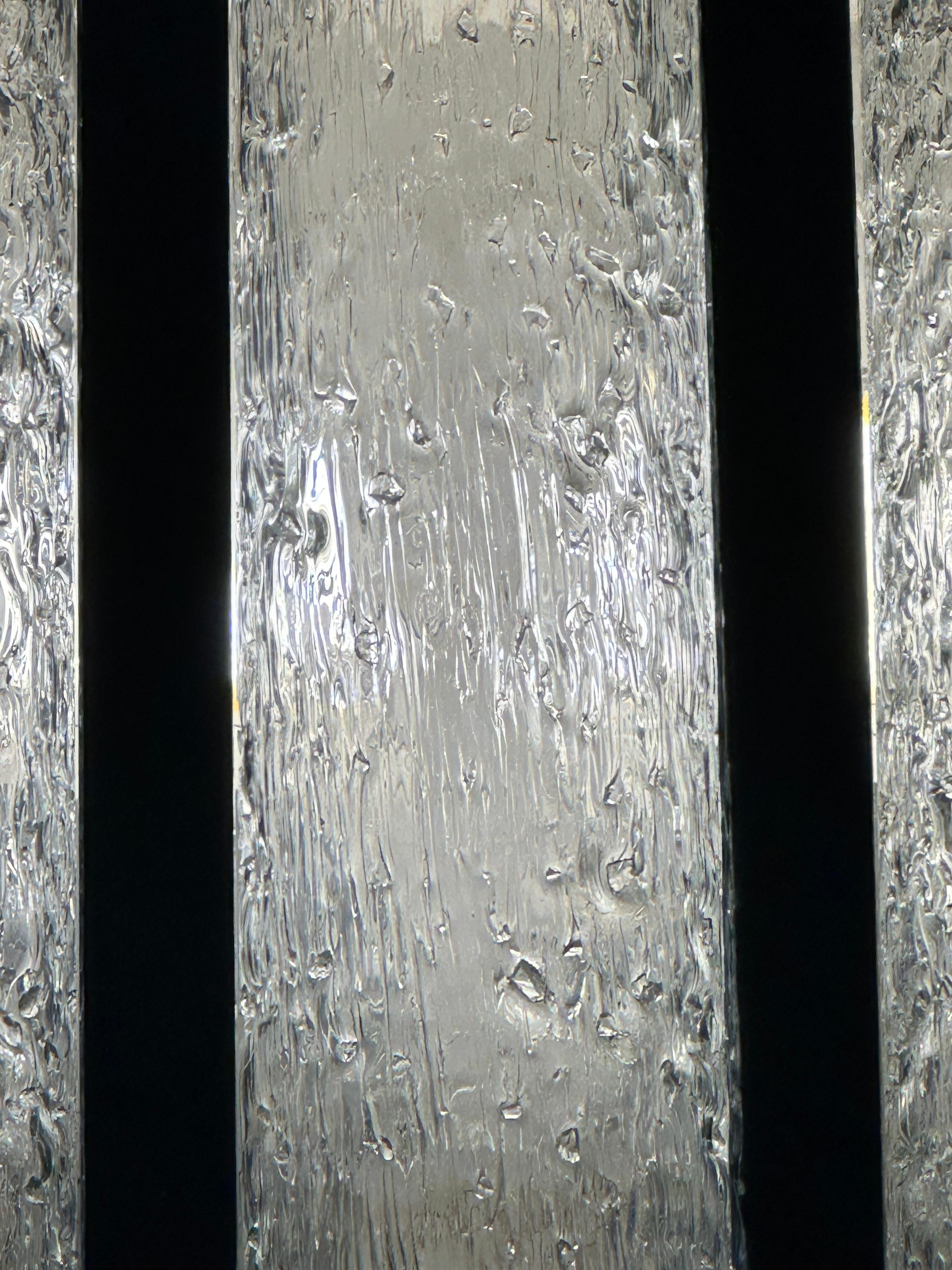 1960s German Doria Leuchten Iced Frosted Tubular Glass/Chrome Wall Light Sconce For Sale 11