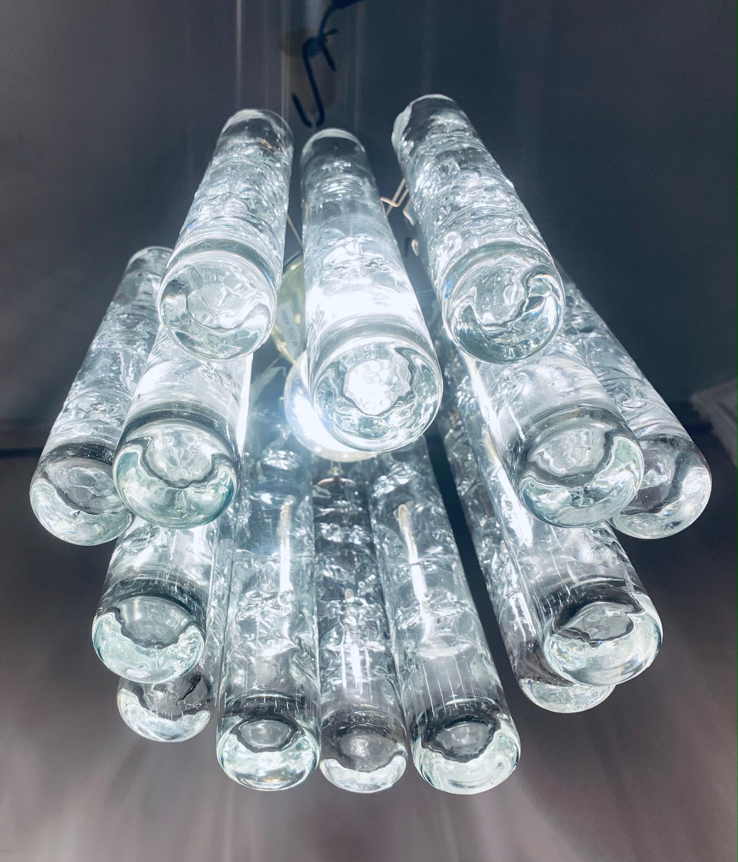1960s German Doria Leuchten Murano Glass Tubular Hanging Light Chandelier  6