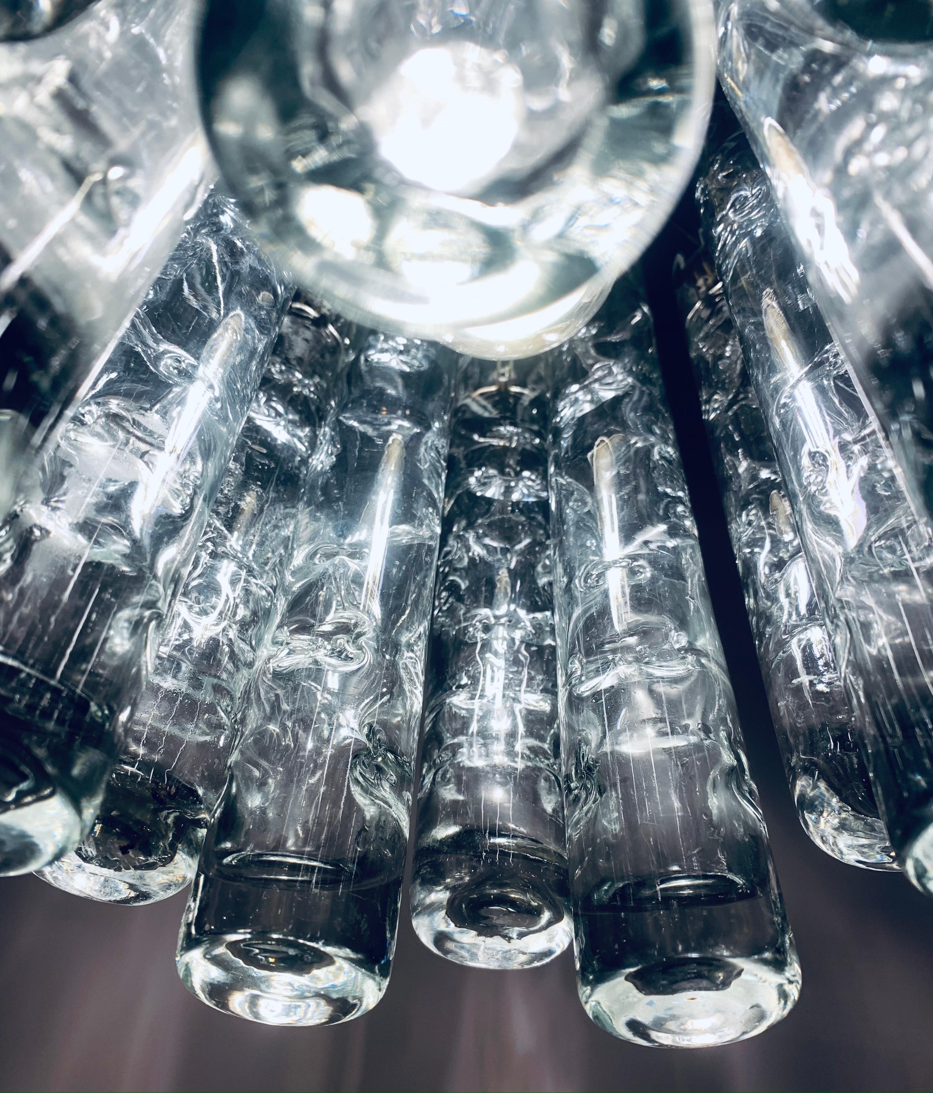 1960s German Doria Leuchten Murano Glass Tubular Hanging Light Chandelier  7