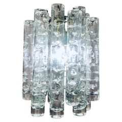 1960s German Doria Leuchten Murano Glass Tubular Hanging Light Chandelier 