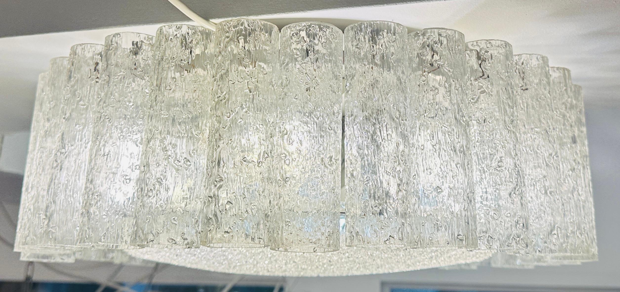 Plafoniera a incasso in vetro tubolare e ottone Doria Leuchten degli anni '60 In condizioni buone in vendita a London, GB