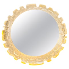1960s German Erco Illuminated Lucite Yellow Glow Mirrored Glass Wall Mirror