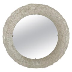 Vintage 1960s German Erco Round Illuminated Backlit Lucite Wall Mirror