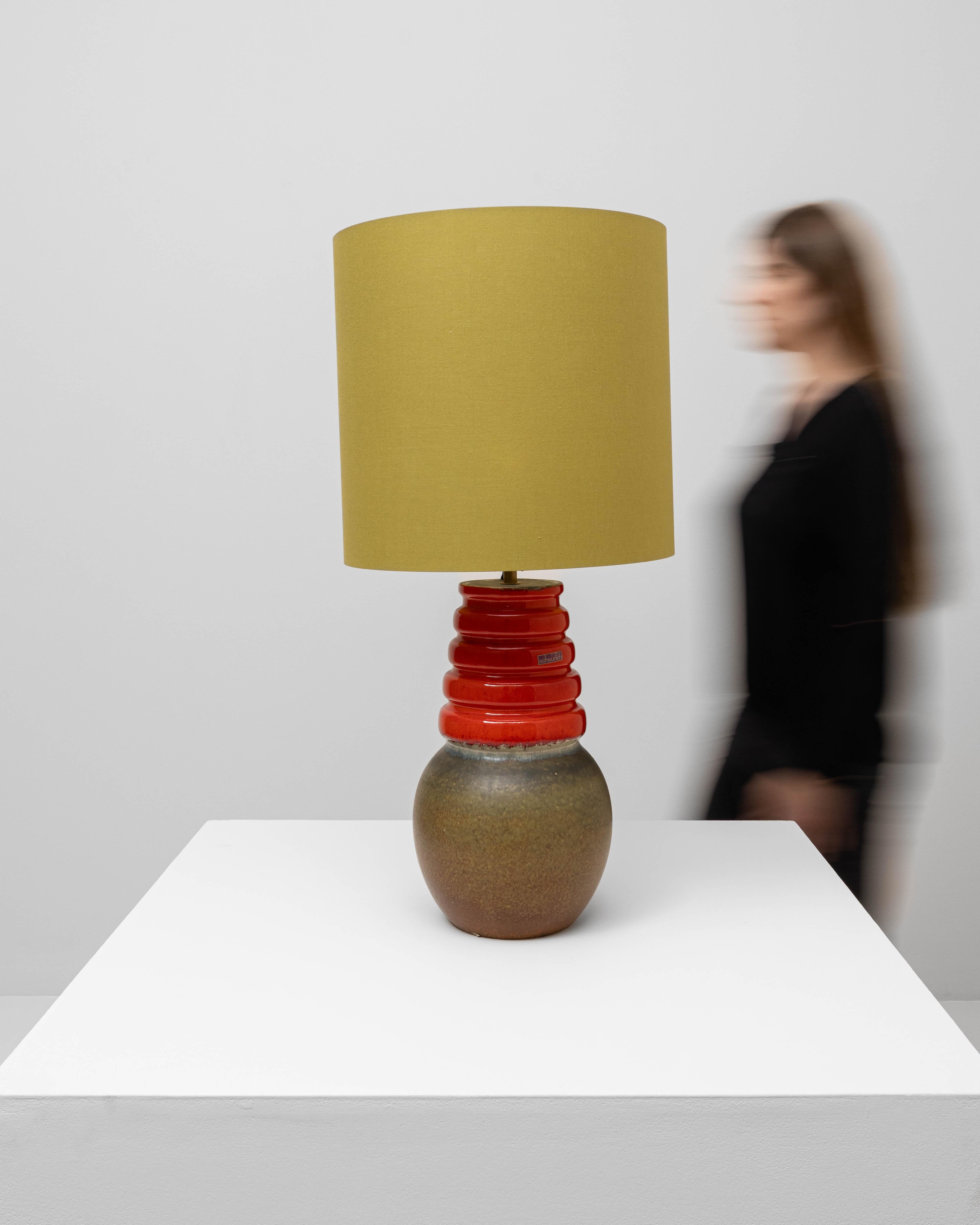 Lampe de table allemande des années 1960 en céramique verte et rouge en vente 4