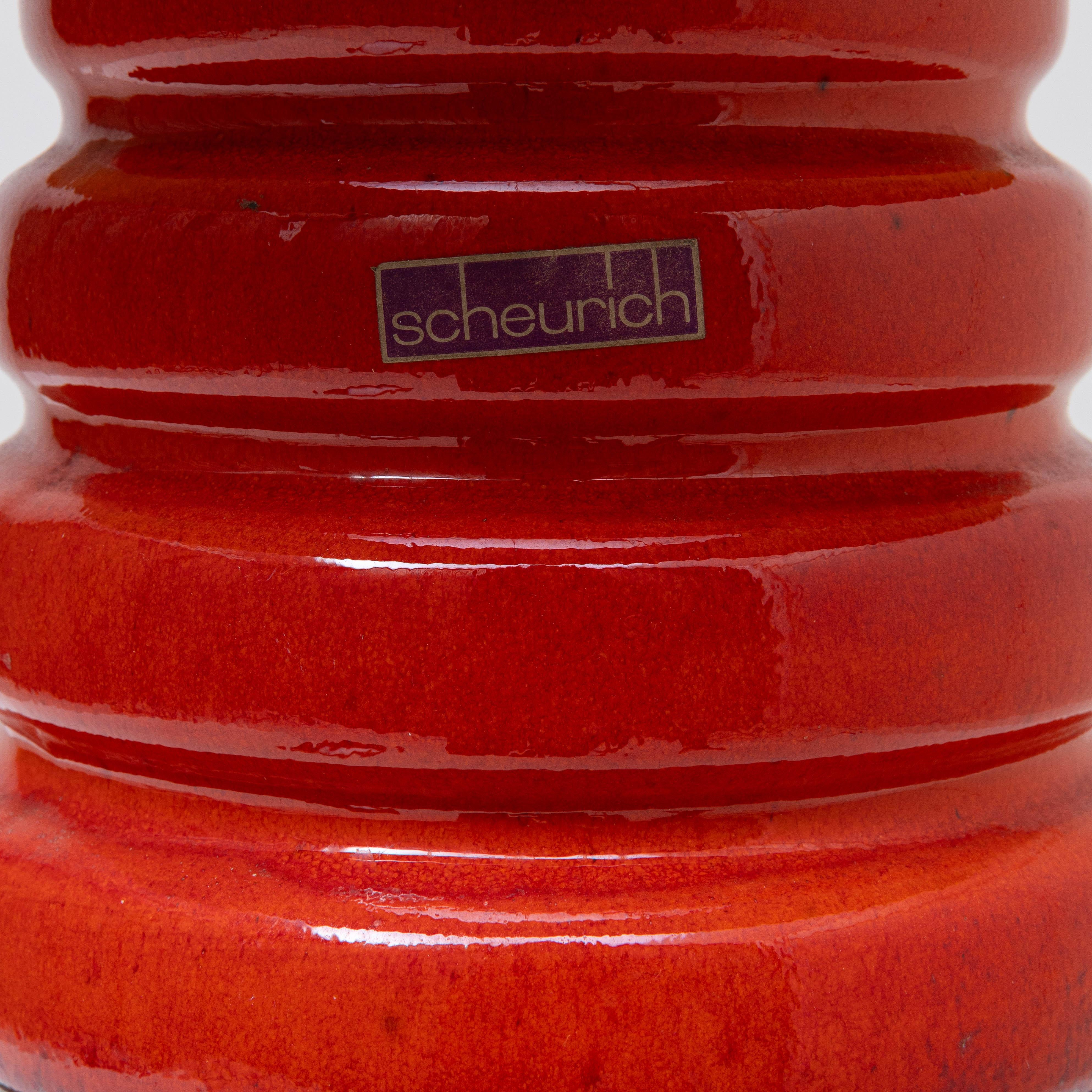 Lampe de table allemande des années 1960 en céramique verte et rouge en vente 7