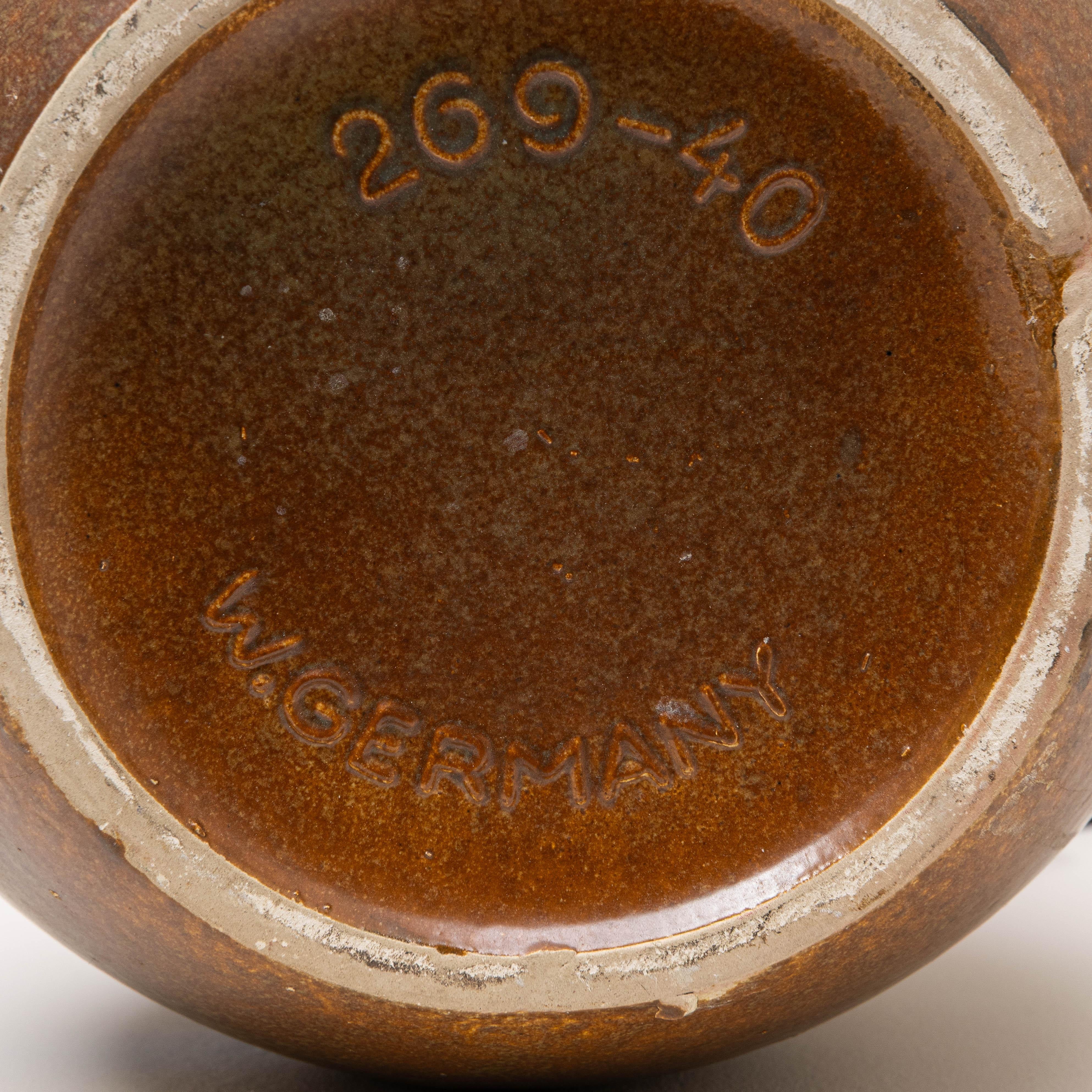 Lampe de table allemande des années 1960 en céramique verte et rouge en vente 9