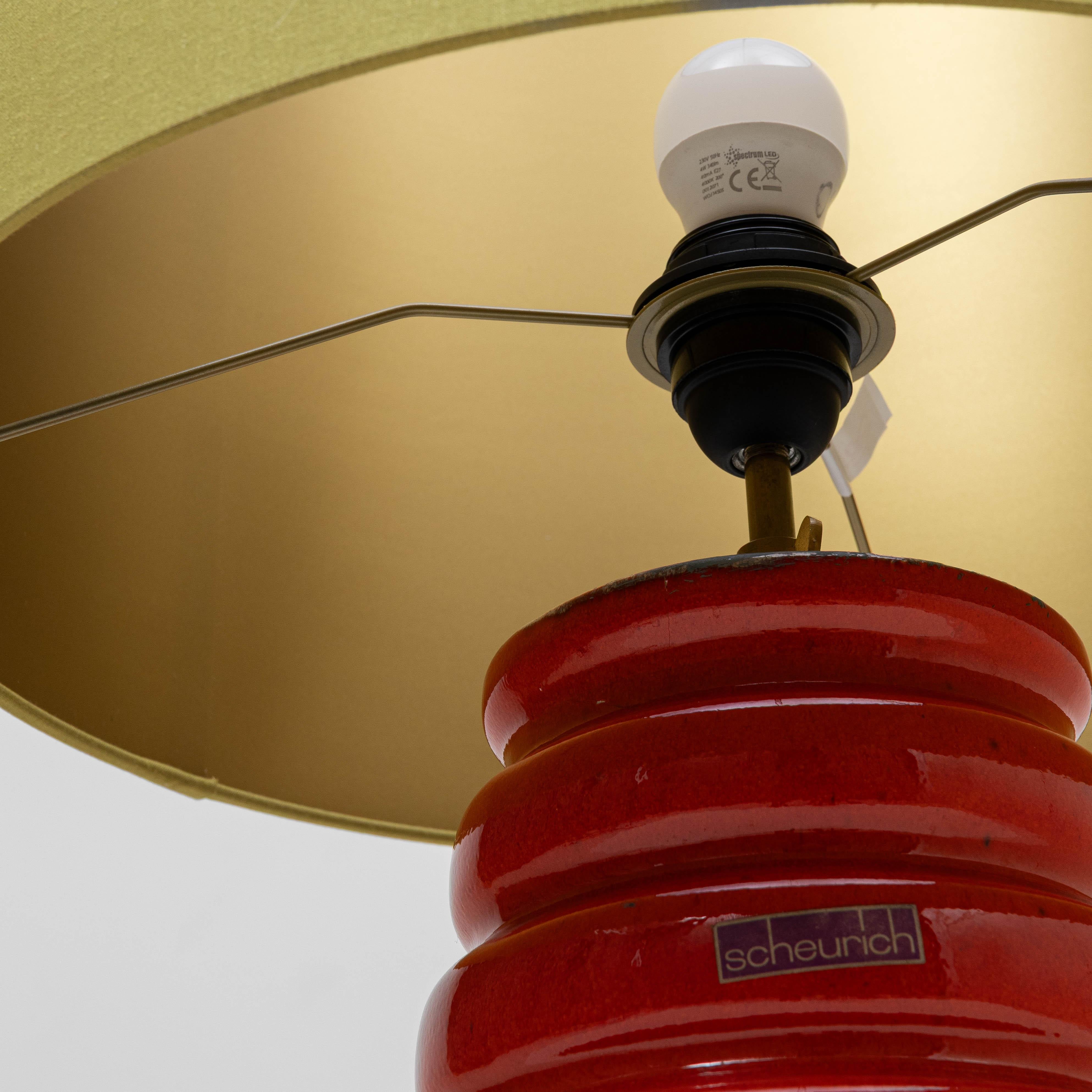 Lampe de table allemande des années 1960 en céramique verte et rouge en vente 11