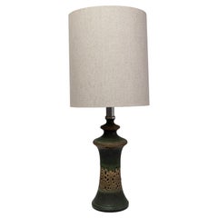 1960s German Green Ceramic Table Lamp