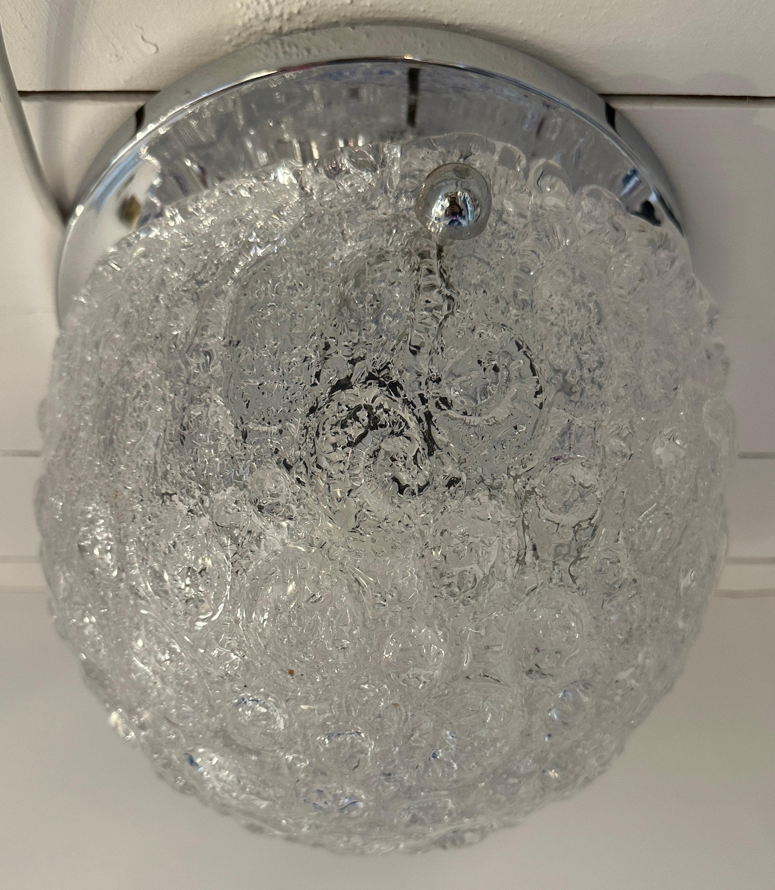 Deutsche Hillebrand Murano-Einbaubeleuchtung aus mattiertem Glas und poliertem Chrom, 1960er Jahre im Angebot 9