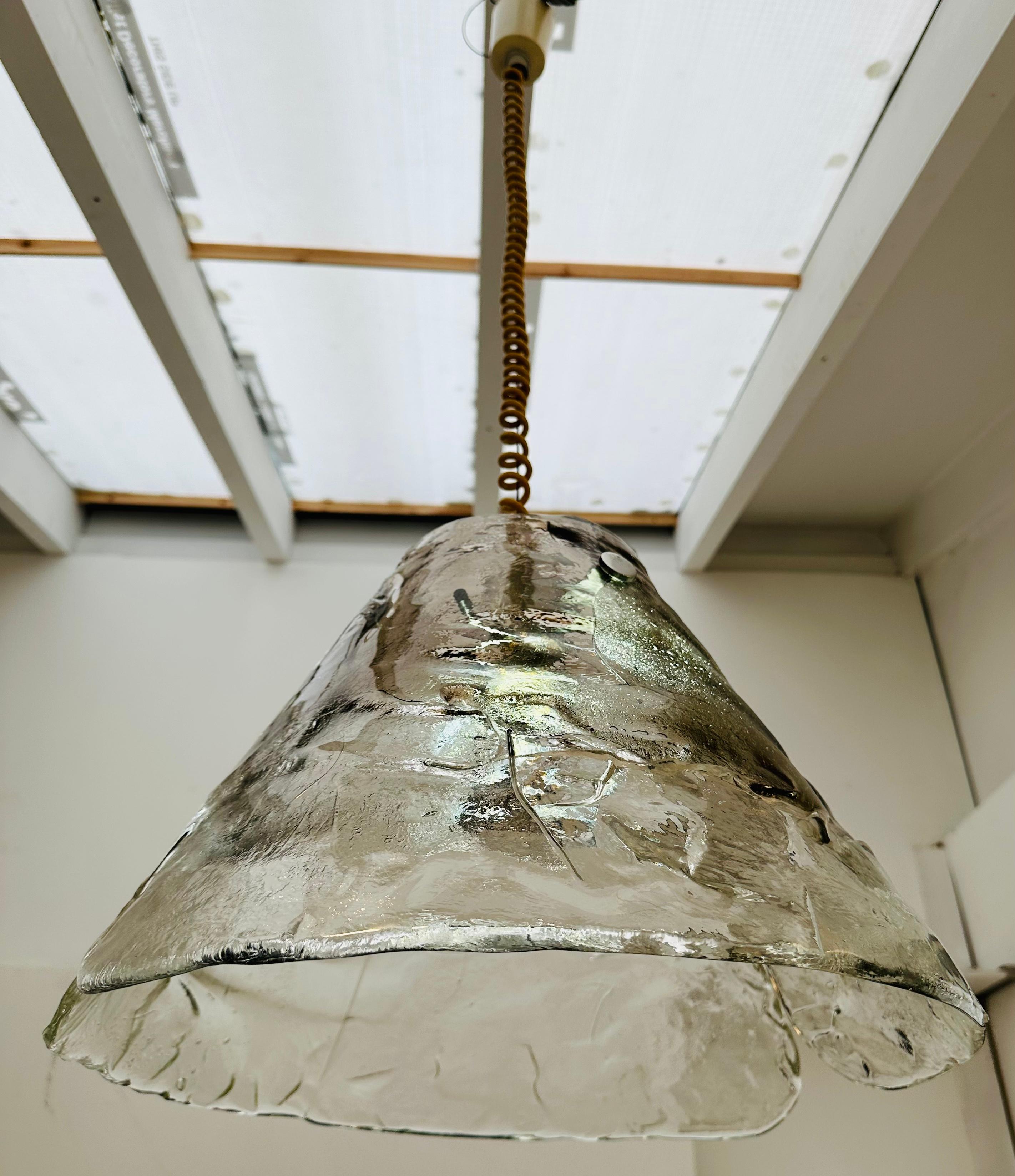 1960s German J.T. Kalmar for Franken KG Smoked & Clear Murano Glass Pendant 5