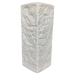 1960s German Lorenze Hutschenreuther Bisque White Triangular 3-D Relief Vase