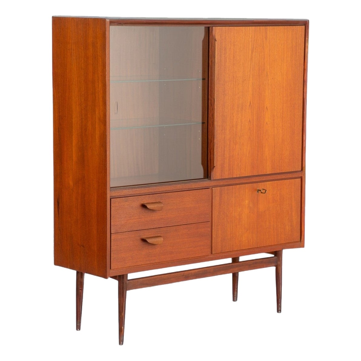 1960s German Mid Century Curio Cabinet in Teak