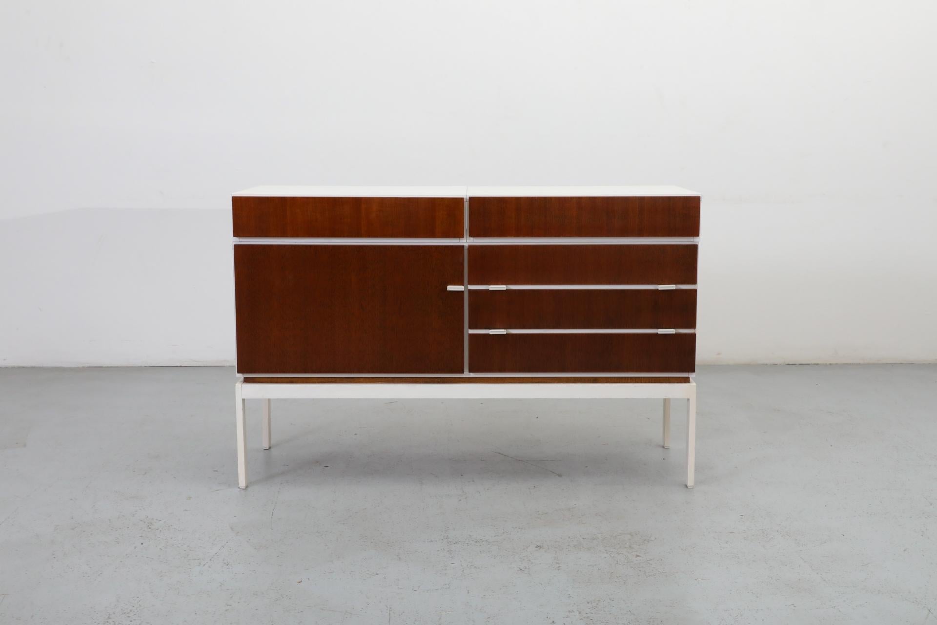 1960s German Mid-Century Small White Interlübke Double Cabinet w/ Inner Drawers 11