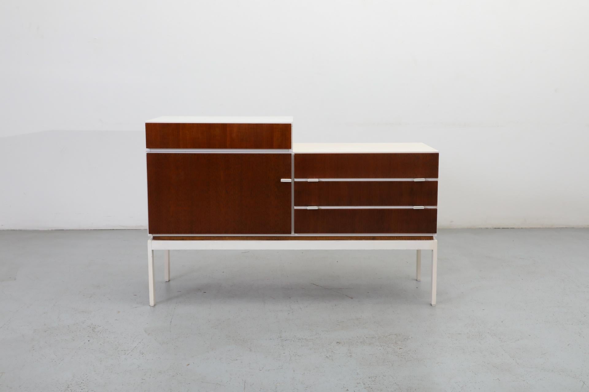 1960s German Mid-Century Small White Interlübke Double Cabinet w/ Inner Drawers 12