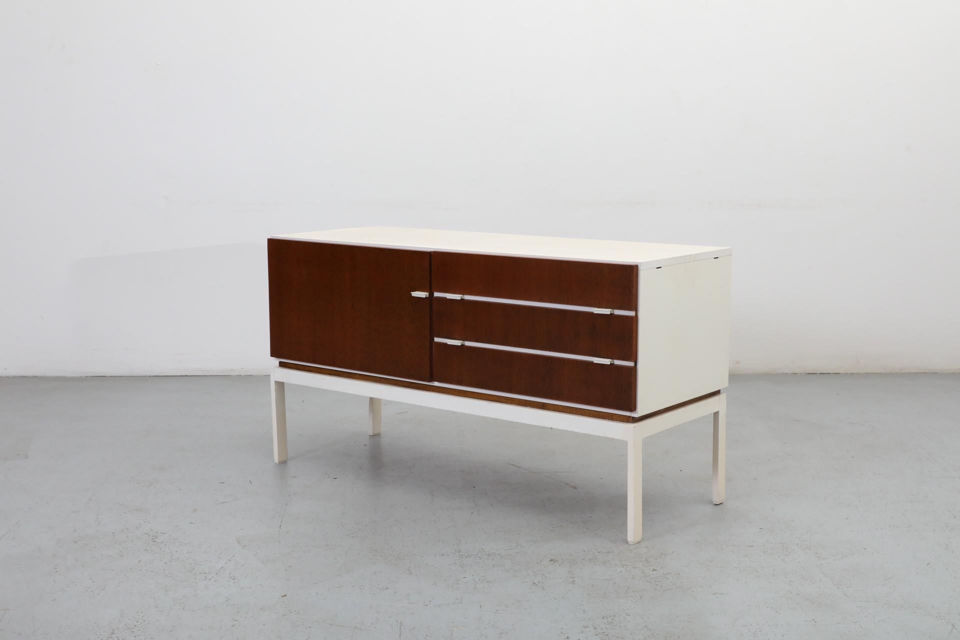 Mid-Century Modern 1960s German Mid-Century Small White Interlübke Double Cabinet w/ Inner Drawers
