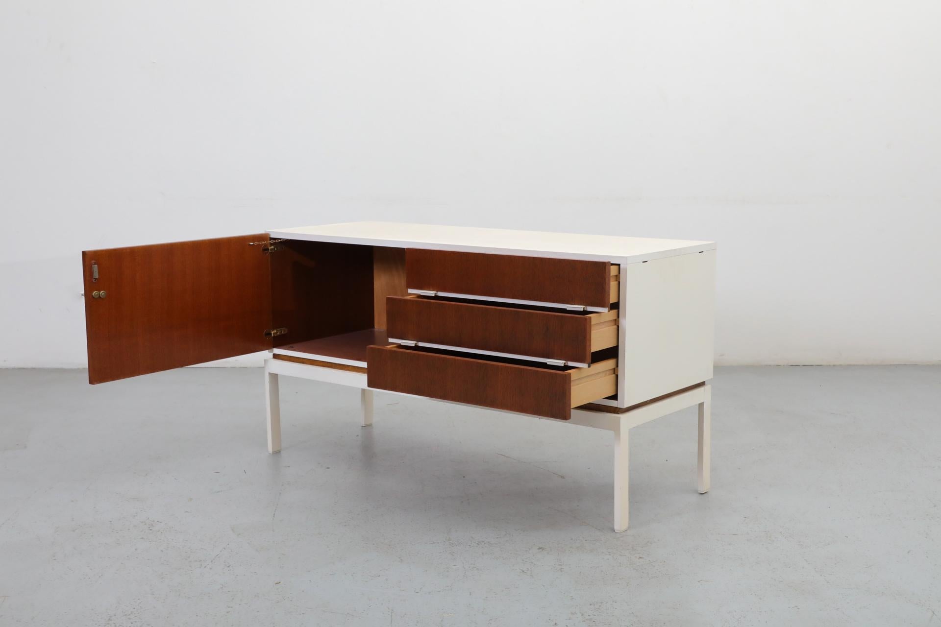 Allemand 1960s German Mid-Century Small White Interlübke Double Cabinet w/ Inner Drawers
