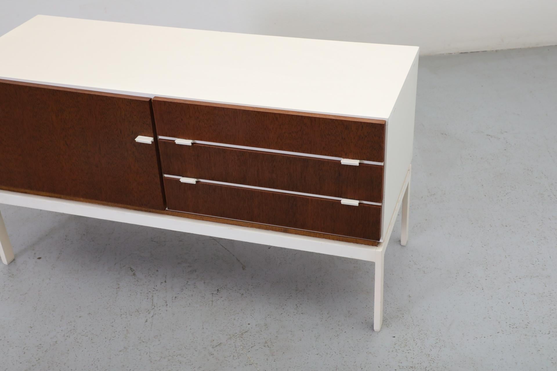 1960s German Mid-Century Small White Interlübke Double Cabinet w/ Inner Drawers 1