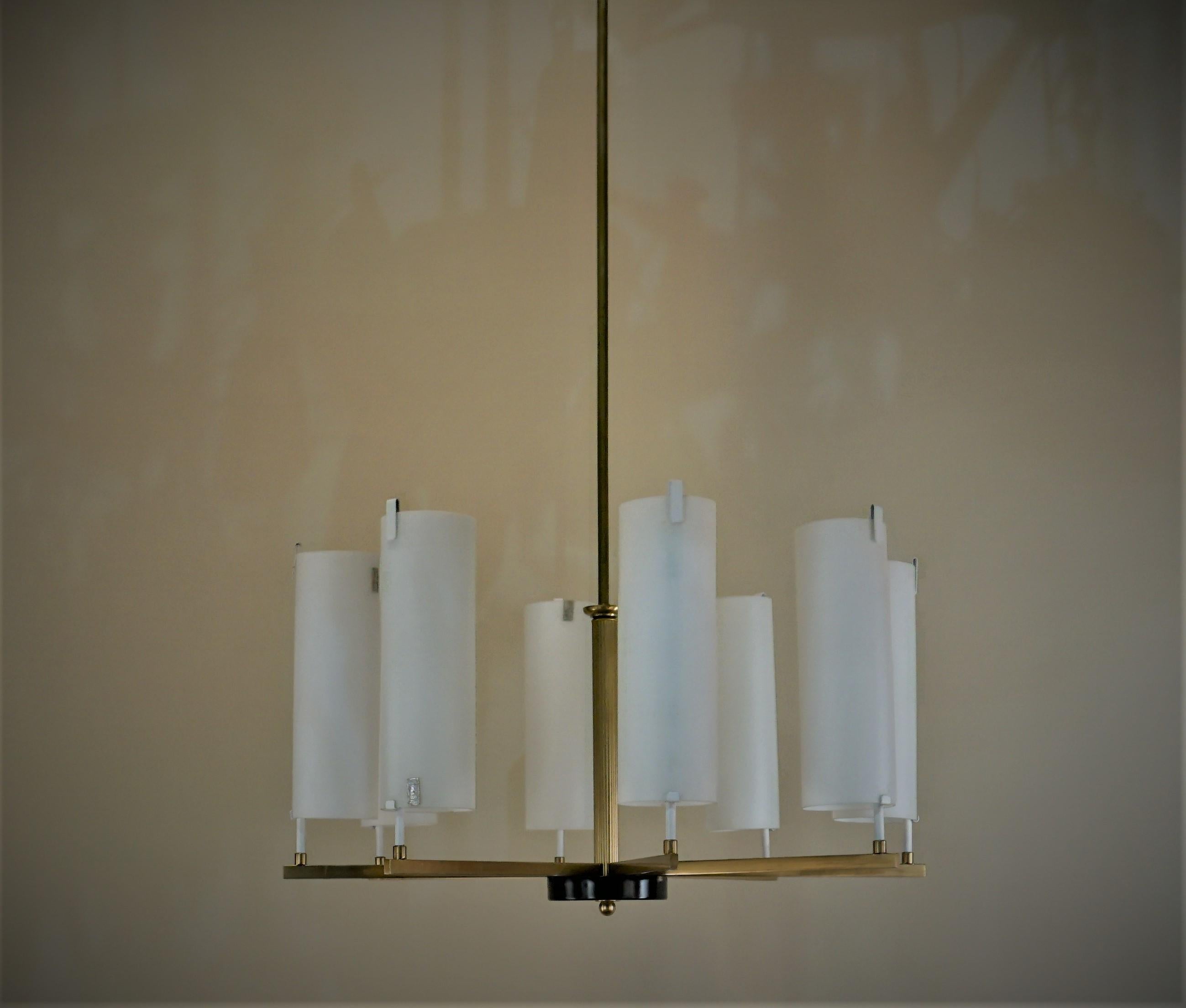 1960s German Modern Bronze and Glass Chandelier by Phonix 6