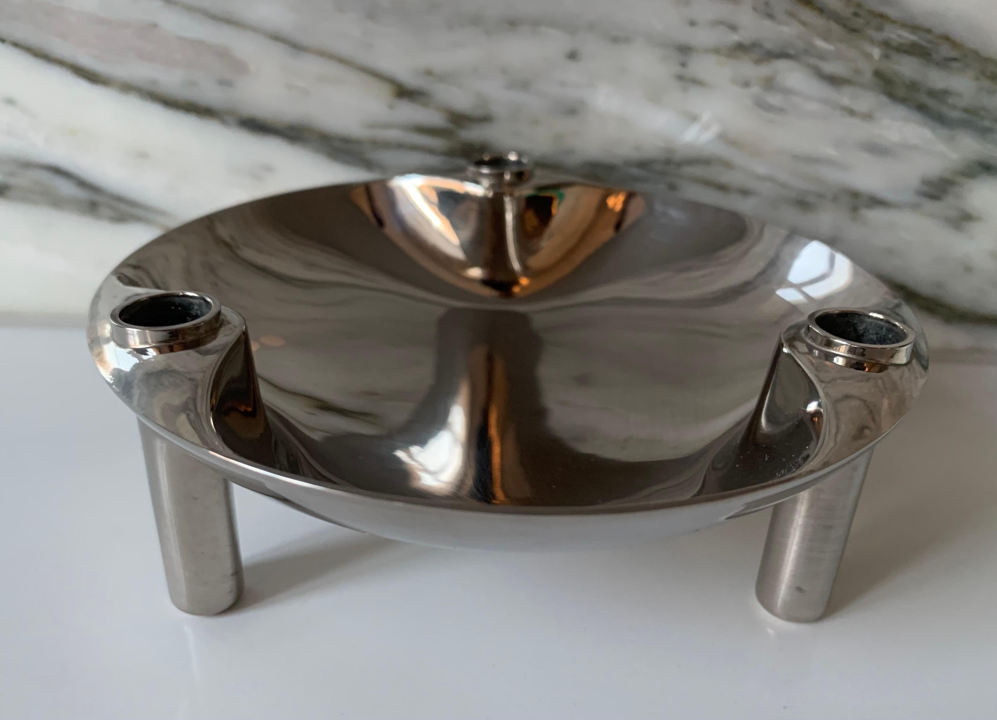 Metal 1960s German Modular Candle Holder Tray or Dish by BMF Nagel inc Original Box