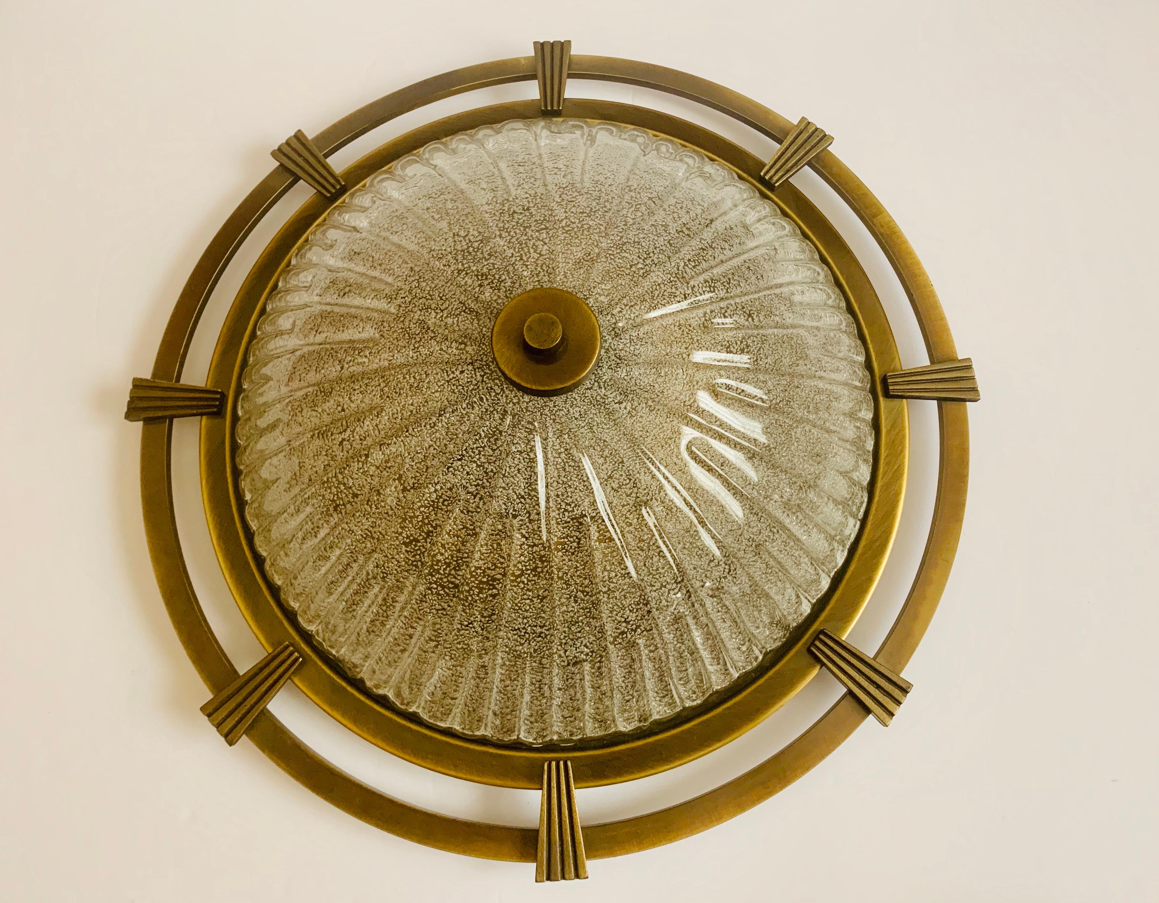 1960s German Nautical Murano Flush Light In Good Condition In New York, NY