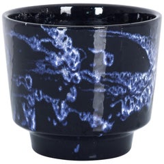 1960s German Nebulous Black Ceramic Vase