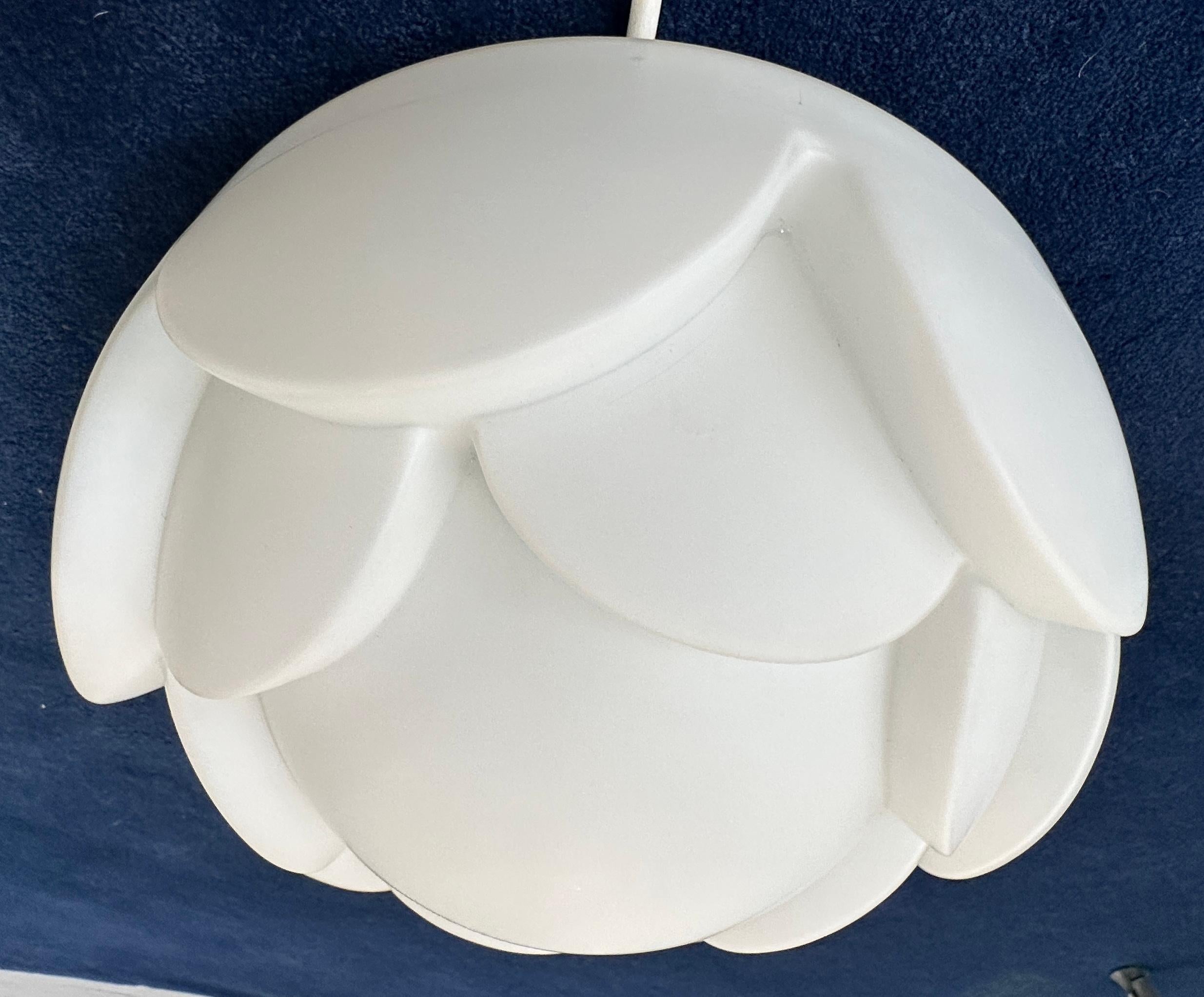 1960s German Peill & Putzler 'Artichoke' Opaline Glass Flush Mount Ceiling Light For Sale 6