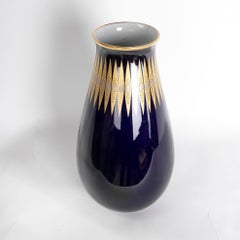 1960s German Porcelain Cobalt and Gold Vase, Hutschenreuther Hohenberg