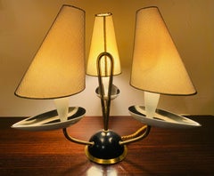 Deutsche Rosenthal-Tischlampe aus Keramik und Messing, Inc. Original-Schirmen, 1960er Jahre