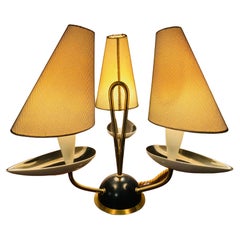 1960s German Rosenthal Ceramic & Brass Table Lamp Inc Original Shades