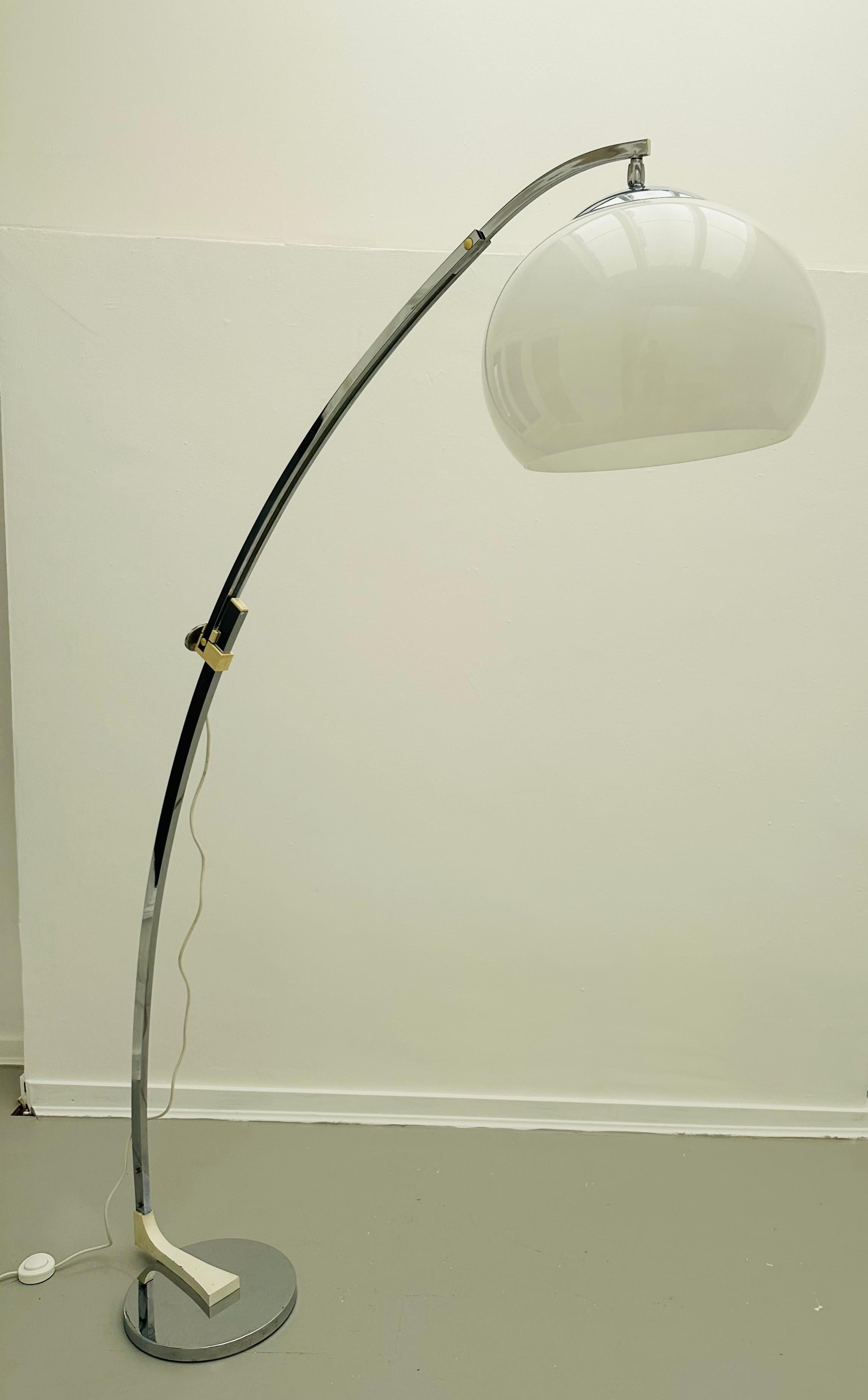 1960s German Sölken Leuchten Arc Polished Chrome Height Adjustable Floor Lamp 6