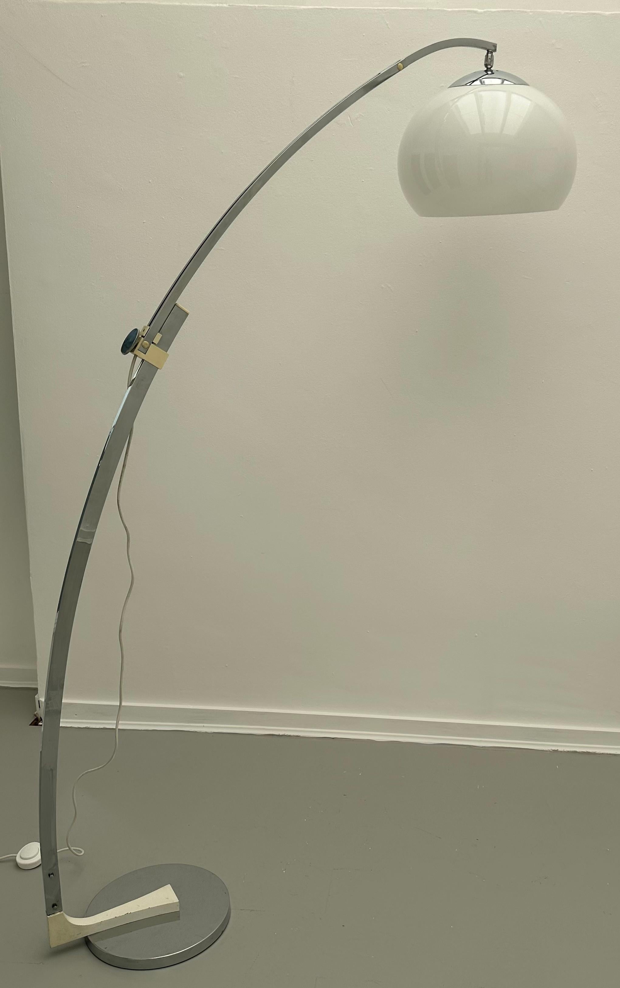 1960s German Sölken Leuchten Arc Polished Chrome Height Adjustable Floor Lamp 8