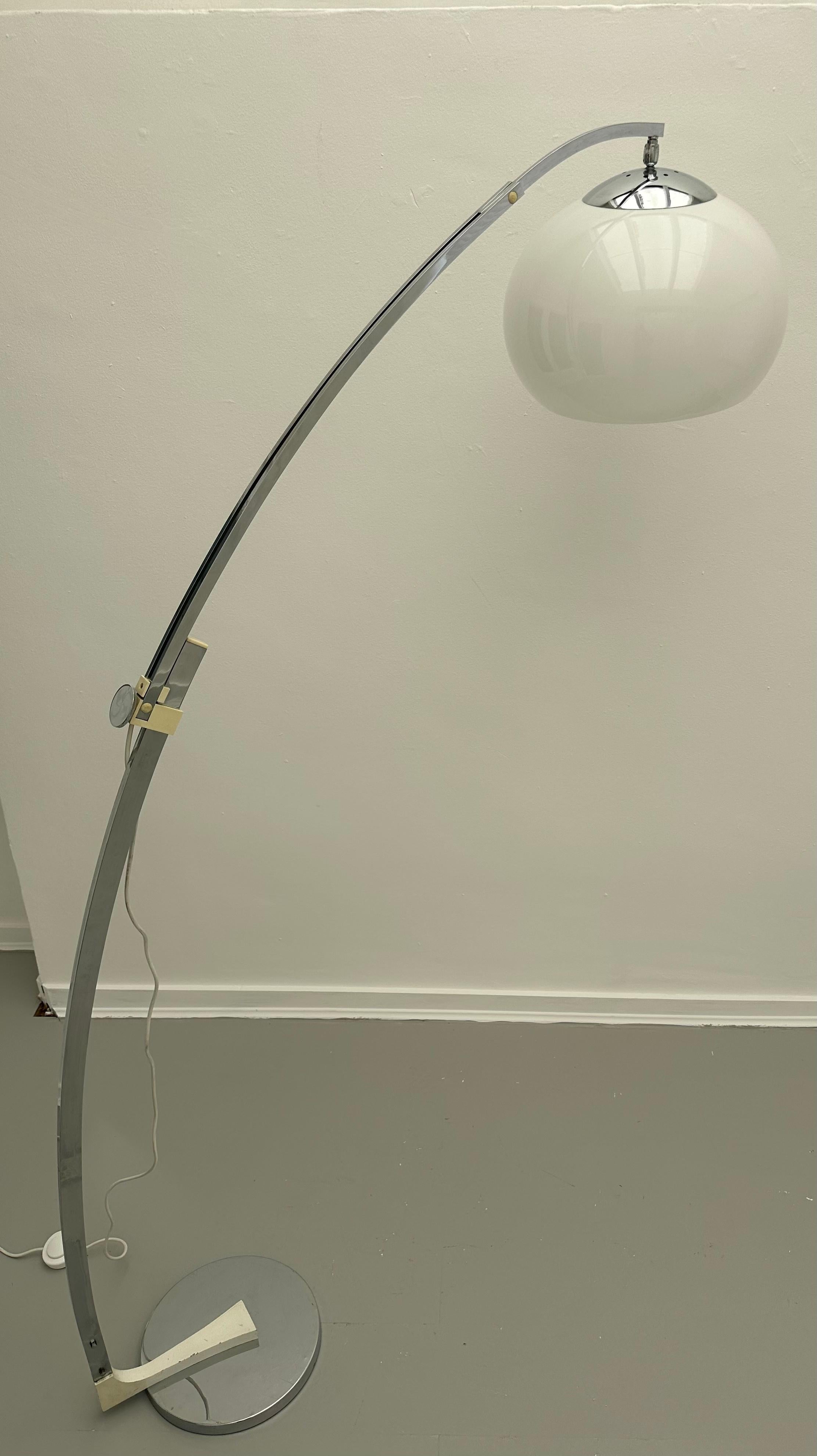 1960s German Sölken Leuchten Arc Polished Chrome Height Adjustable Floor Lamp 9