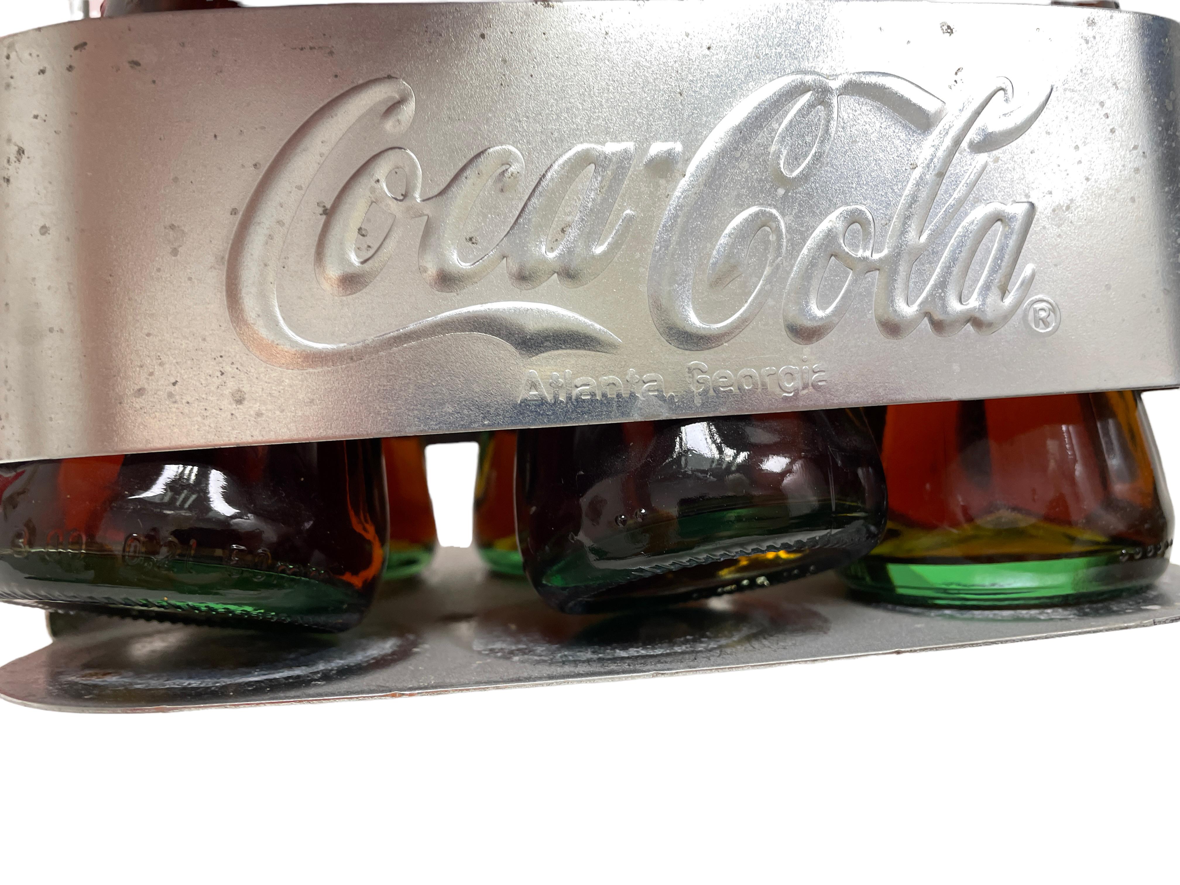 Mid-20th Century 1960s German Vintage Advertising Metal Coca-Cola Stadium Cooler & Bottle Carrier For Sale