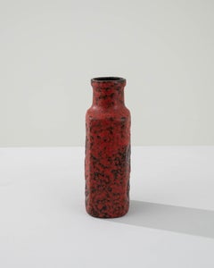 1960s German Fat Lava Red Ceramic Vase with Ammonite Design