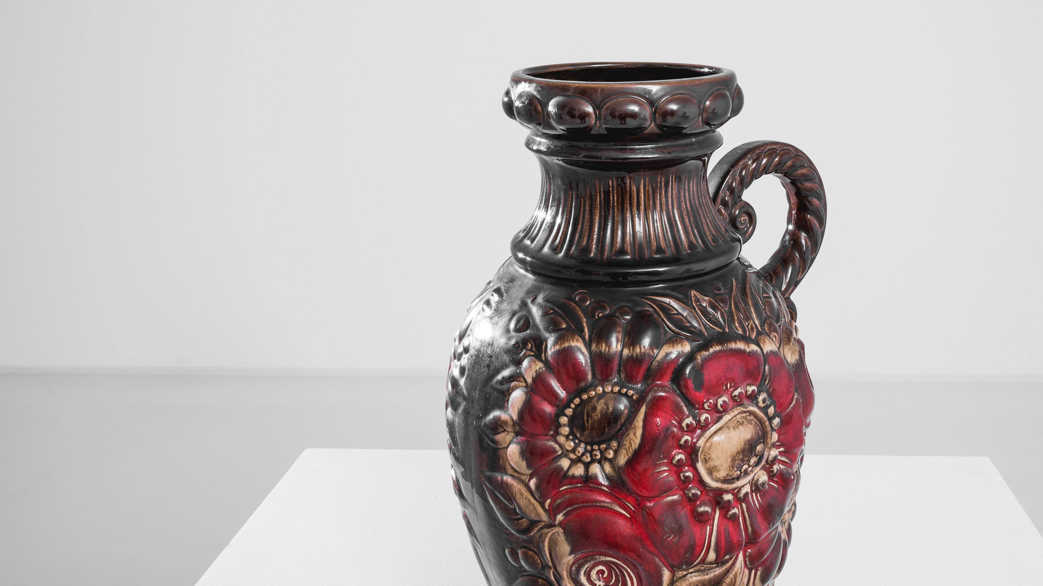 This exquisite 1960s German ceramic vase, marked 