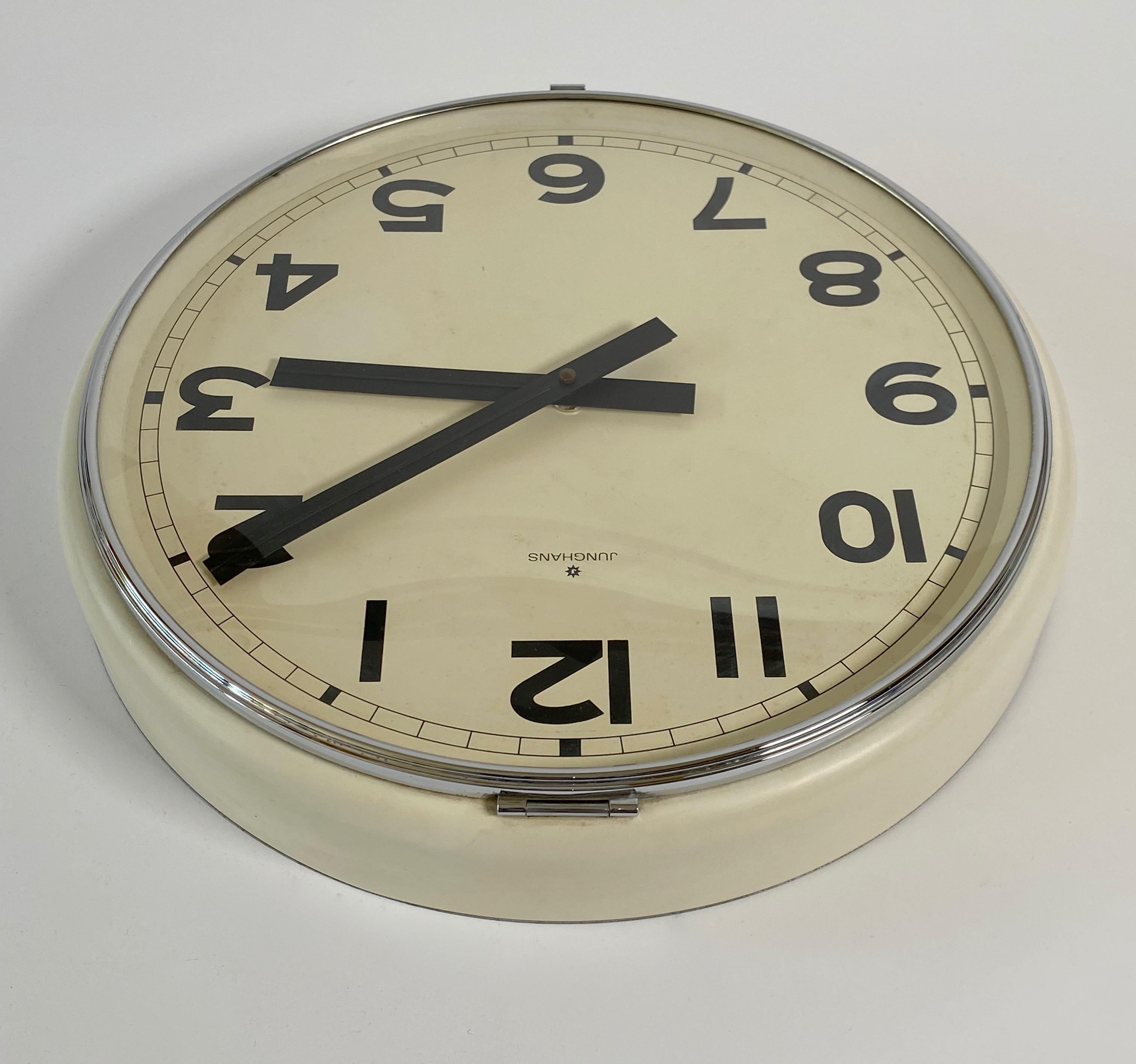  1960s Germany Junghans Wall Clock in the  style of  Max Bill Industrial Design In Good Condition In San Francisco, CA