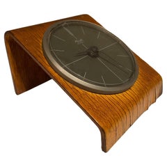 1960s, Germany Kienzle Modern Bentwood Waterfall Desk Table Clock Restored