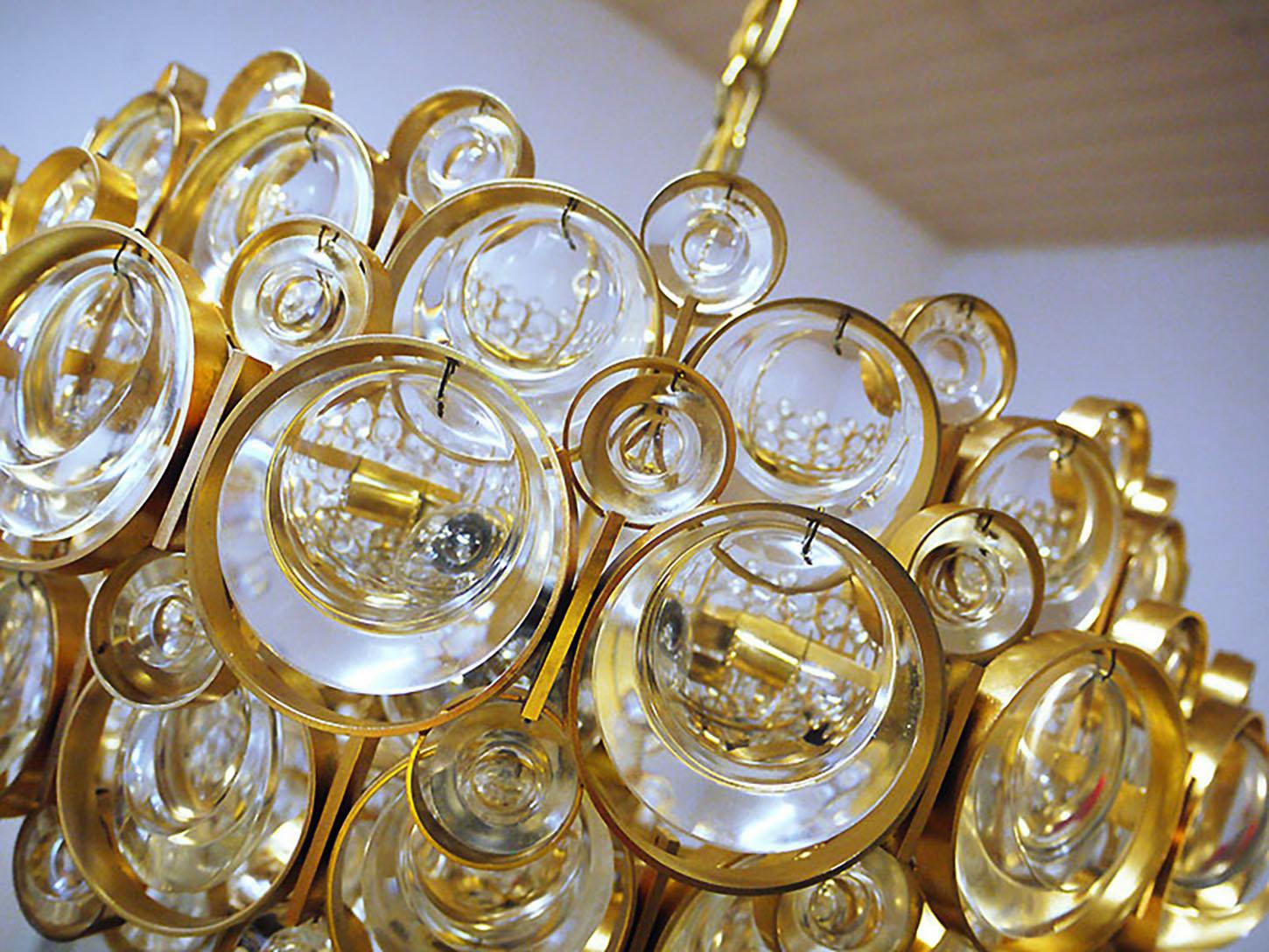 1960 Germania Palwa Lampadario in cristallo e ottone dorato di Gaetano Sciolari in vendita 6
