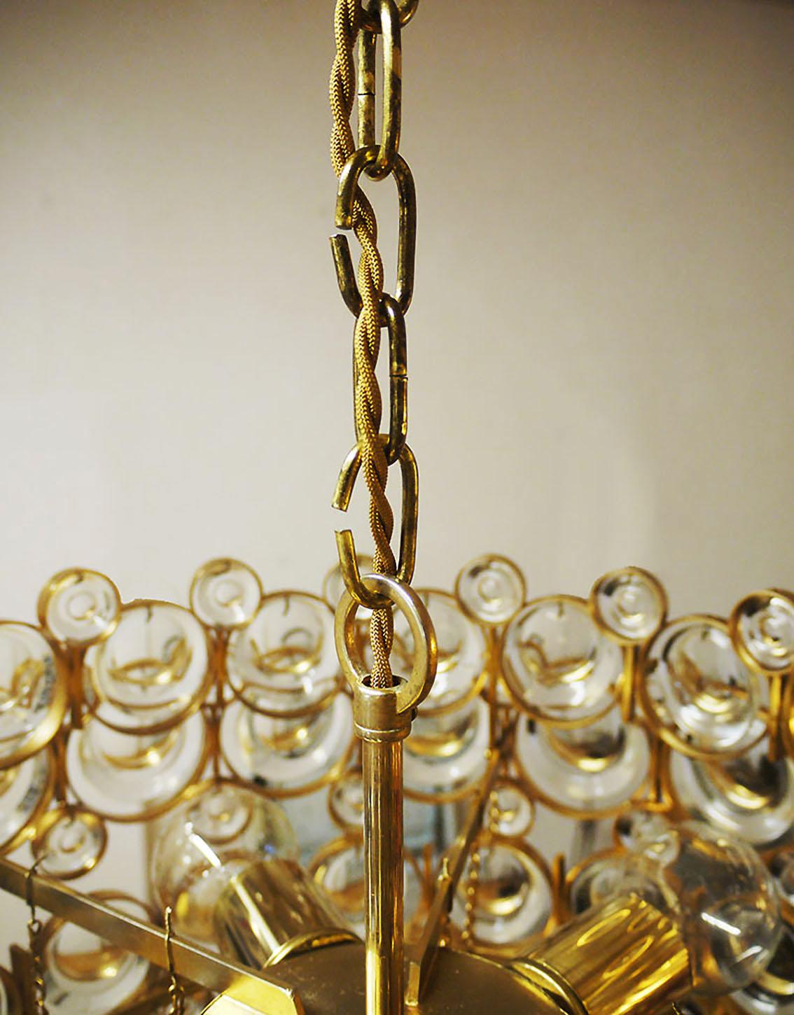 1960 Germania Palwa Lampadario in cristallo e ottone dorato di Gaetano Sciolari in vendita 5