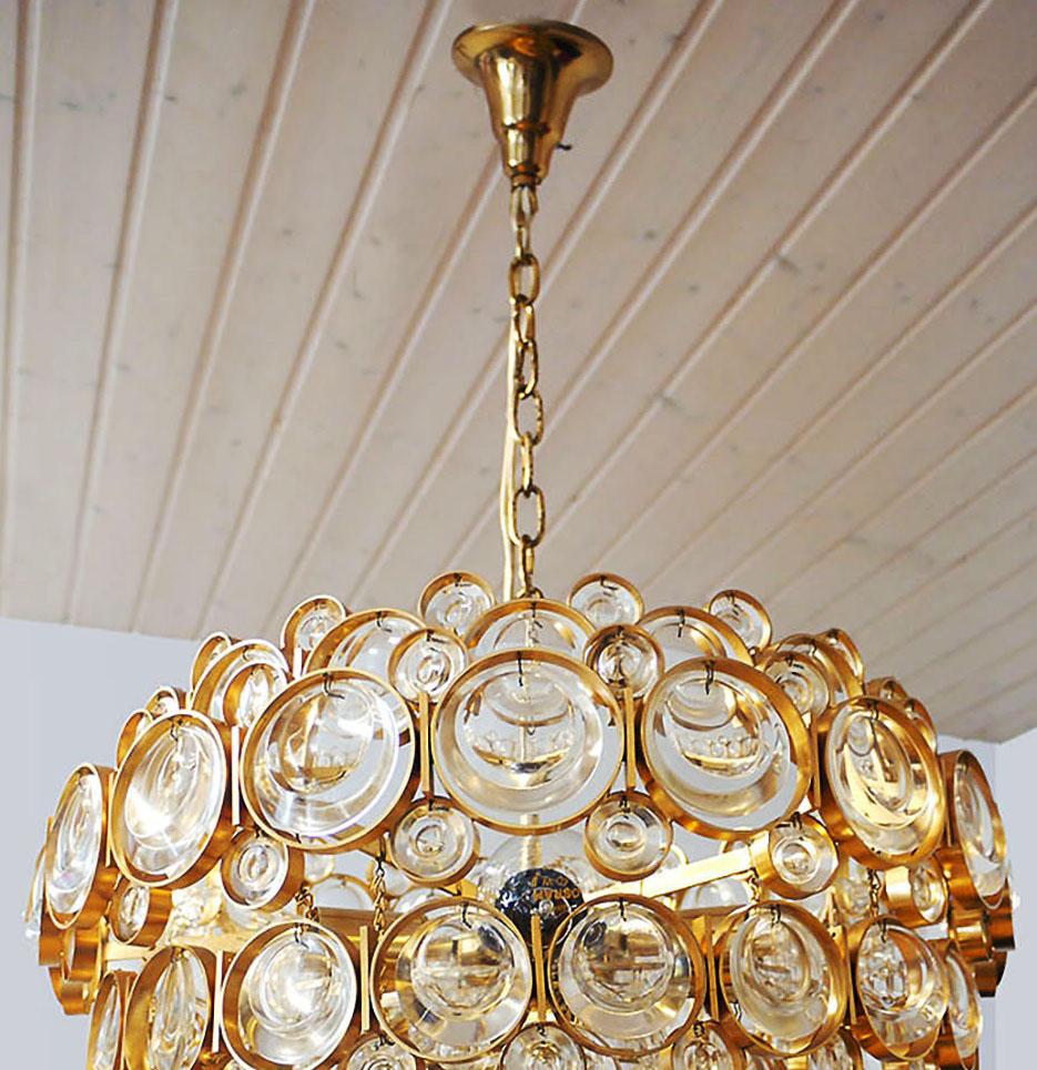 1960 Germania Palwa Lampadario in cristallo e ottone dorato di Gaetano Sciolari in vendita 7