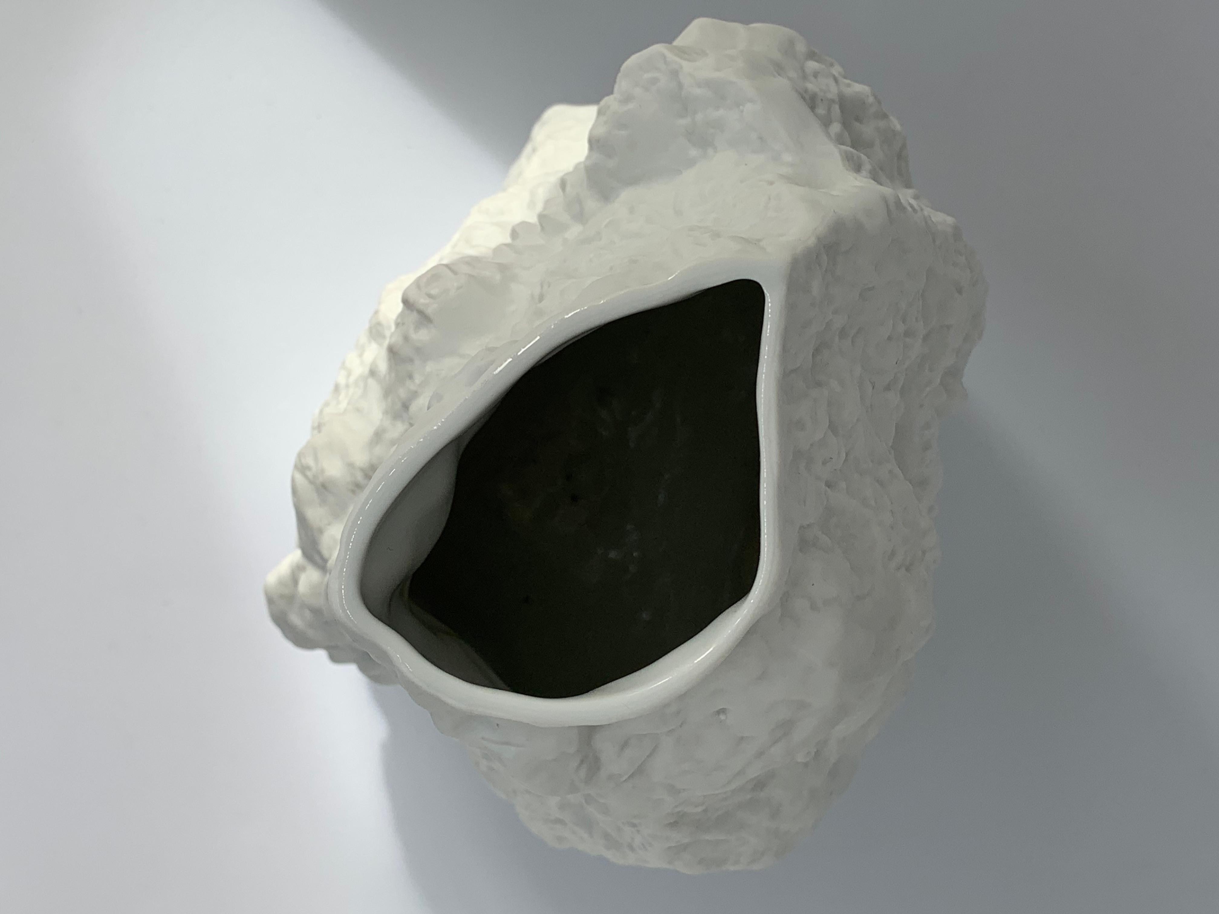 1960s Gerold Porcelain Bavaria Germany White Bisque Rock Textured Op Art Vase 5
