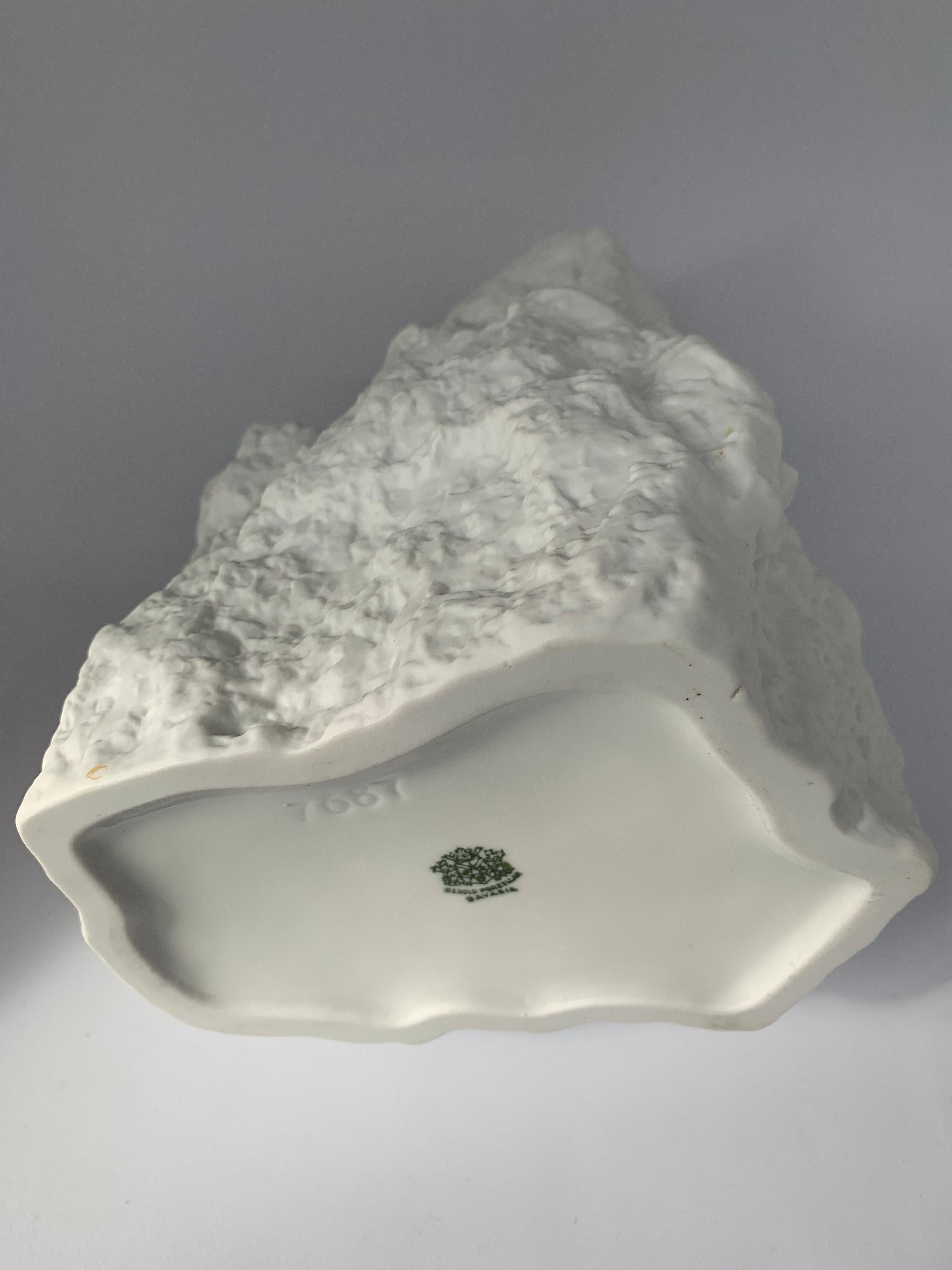1960s Gerold Porcelain Bavaria Germany White Bisque Rock Textured Op Art Vase 3